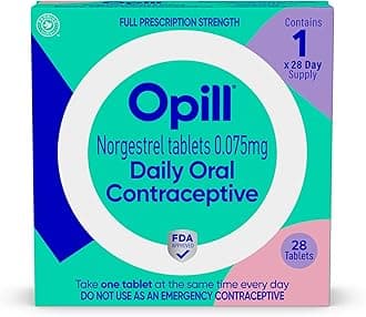 Opill, Daily Birth Control Pills, Over-the-Counter Progestin-Only Oral Contraceptive, FDA-Approved & Estrogen-Free, 28 Count