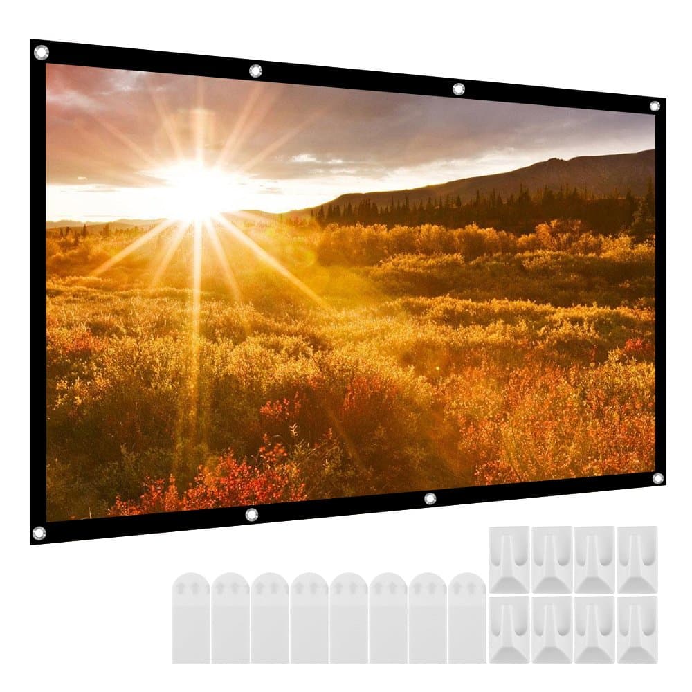 Micsoa Portable Projector Screen 120 Inch 16:9 HD Folding Indoor Outdoor Movie Screen Gaming Office Home Cinema Projector Screen White