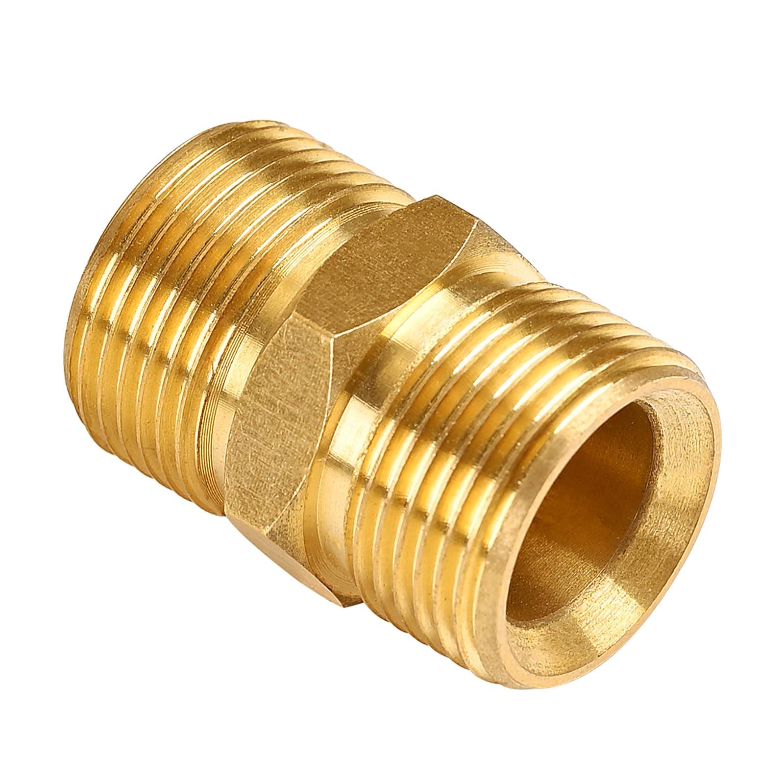 YAMATIC Pressure Washer Hose Connector, Solid Brass Double M22-14mm Male Coupler, Pressure Washer Hose Extension Adapter Fitting, 5000 PSI 1 PCS