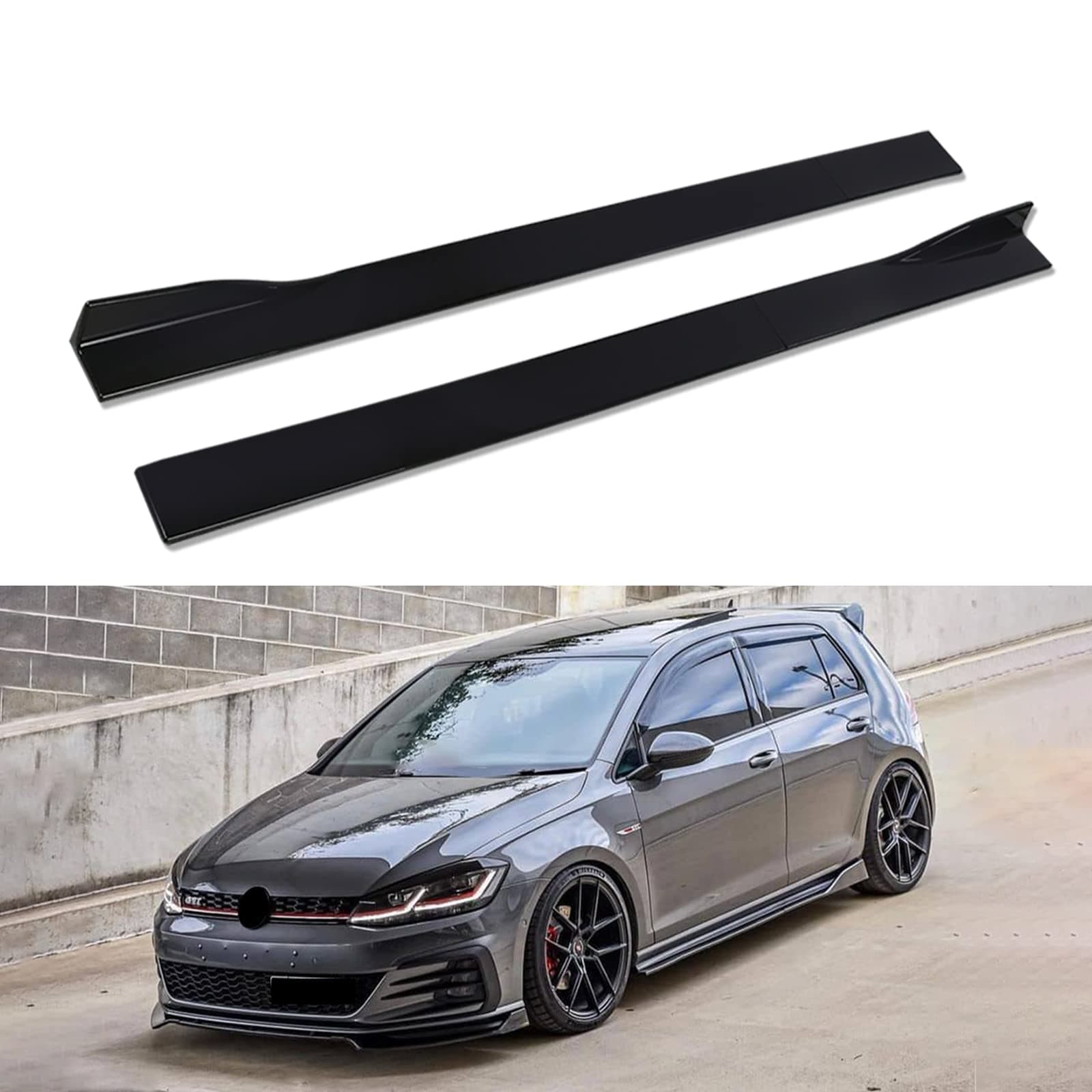 78-3/4" Universal Segmented Car Side Skirt Extended Rocker Panel splitter Side Wing for Golf Focus