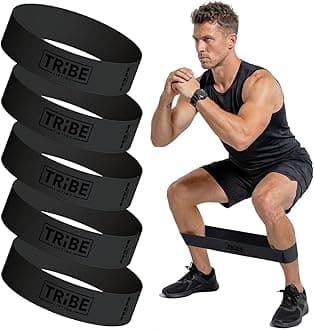 Tribe Lifting Fabric Resistance Bands for Working Out - 5 Exercise Bands Set for Legs and Glutes - Booty Bands for Women and Men - Thick Cloth Workout Bands for Physical Therapy, Hip Training