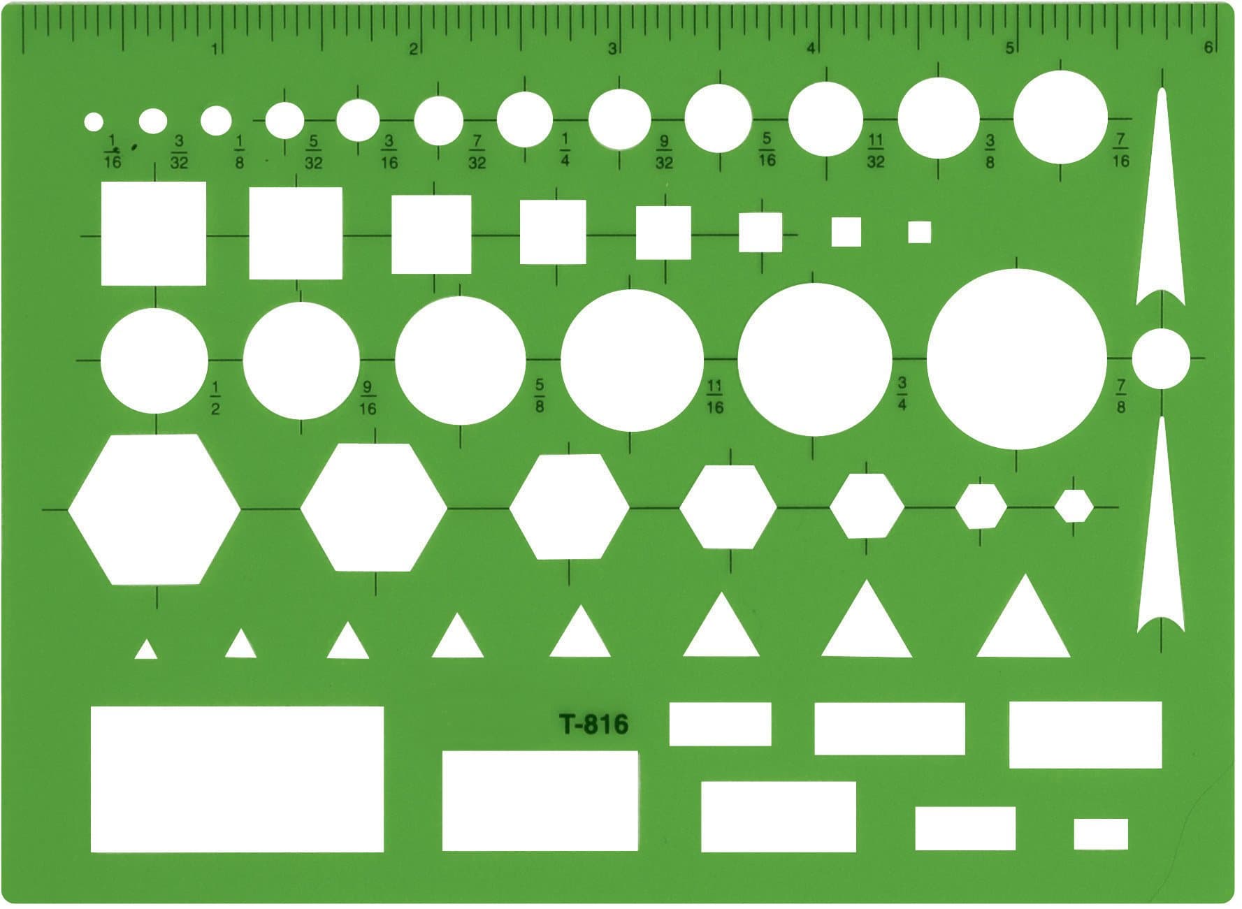 Technical All Purpose Drawing Template, Green, 4 1/2 x 6 in, T-816
