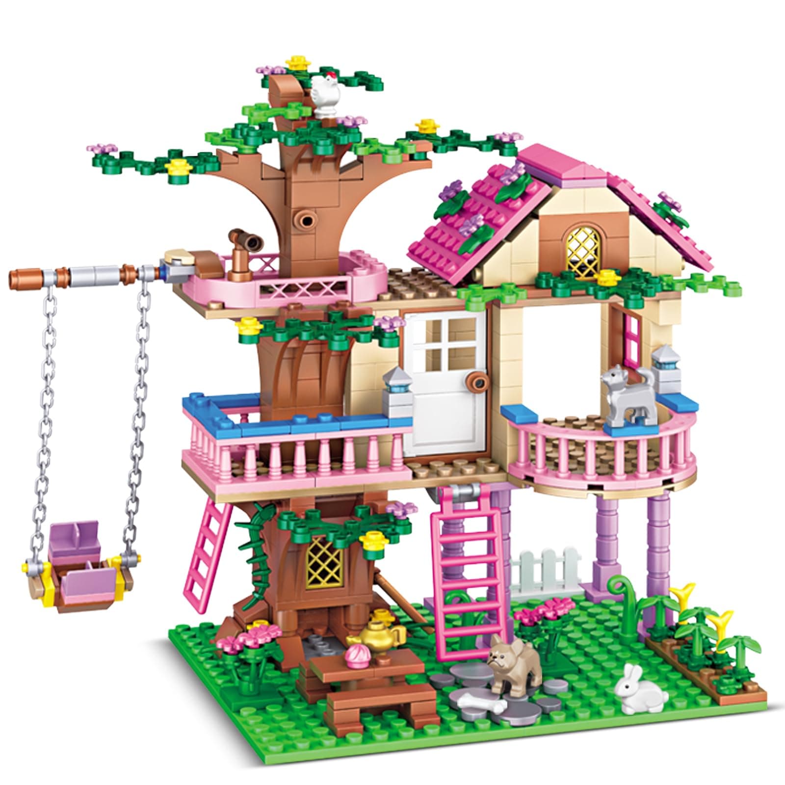 HSANHE Tree House Building Set Compatible with Friends, 504 PCS Forest House Building Kit Birthday Gift for Kids Girls Boys Age 6-12 Years（7652）