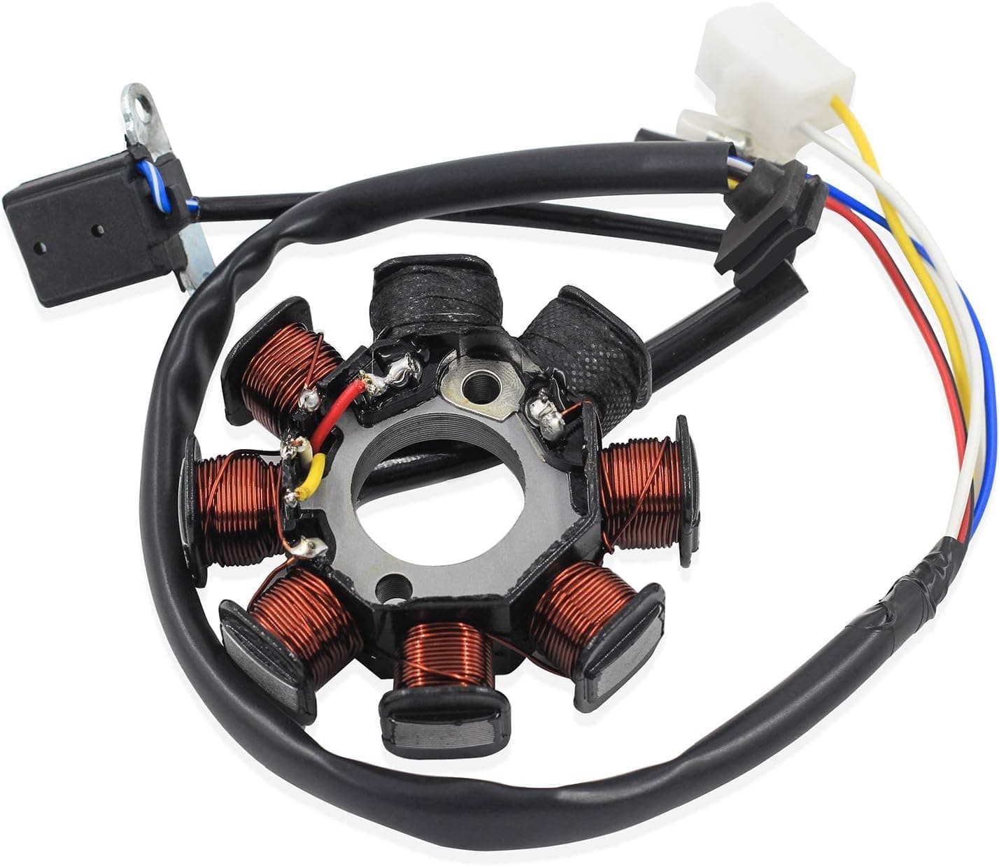 Ignition Stator Magneto 4 wire AC 8 Pole Coil for GY6 49cc 50cc 80cc 125cc 150cc139QMB 147QMD 152QMI 157QMJ engine, GY6 Stator Fits for Scooter Moped ATV Dune Buggy Go Kart