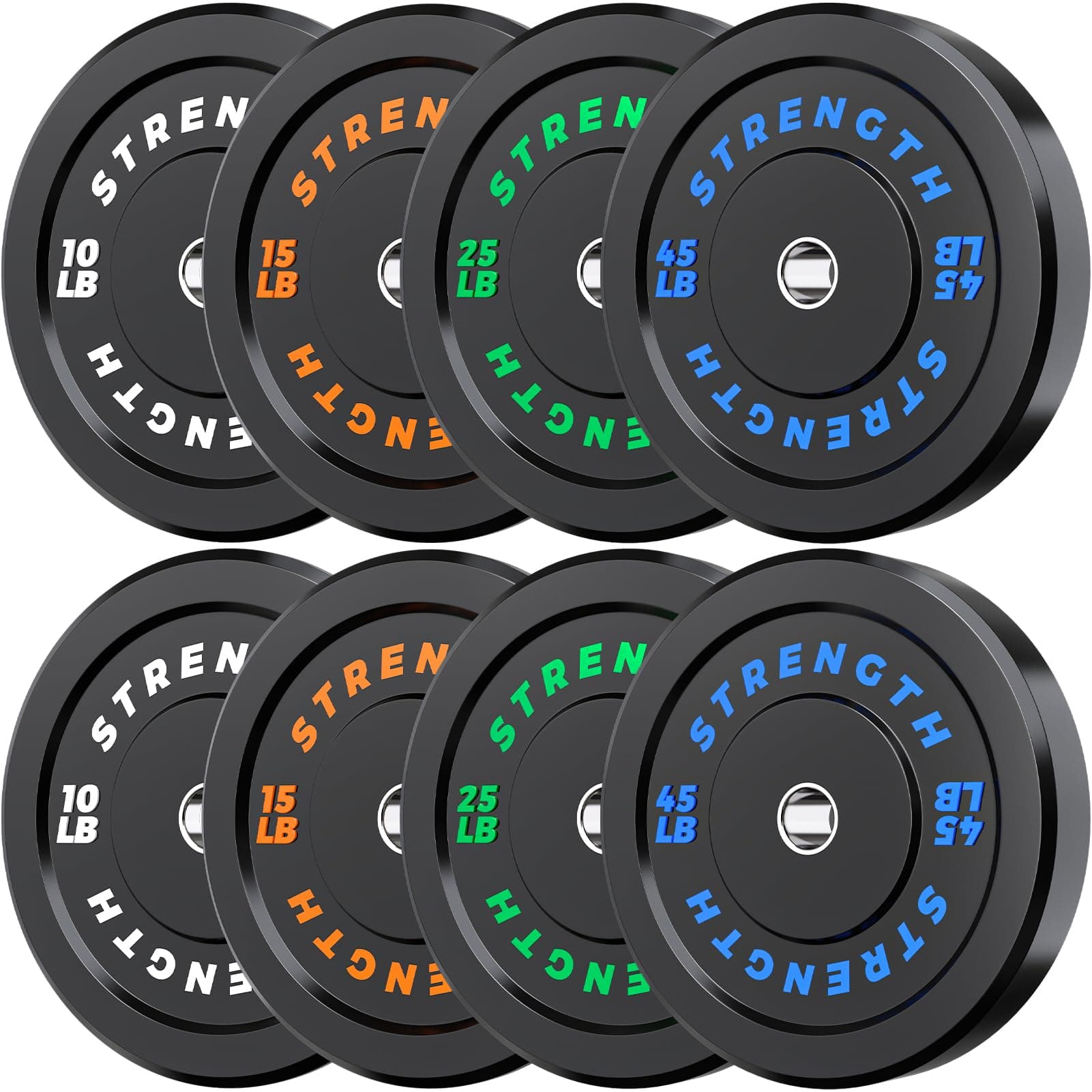 Olympic Bumper Plates Set - Virgin Rubber Weights for Strength Training 190LB-Set