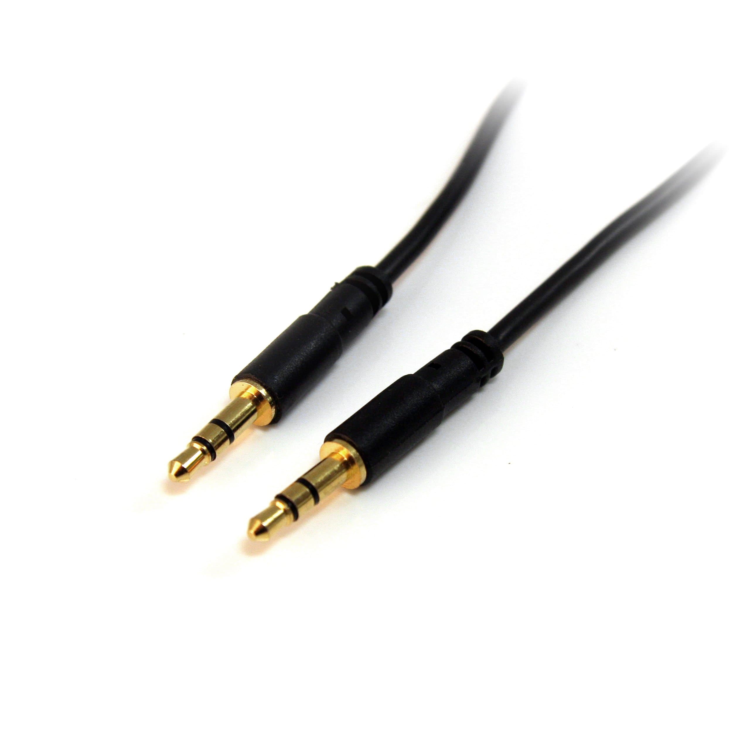 15 ft. (4.6 m) 3.5mm Audio Cable - 3.5mm Slim Audio Cable - Gold Plated Connectors - Male/Male - Aux Cable (MU15MMS), Black
