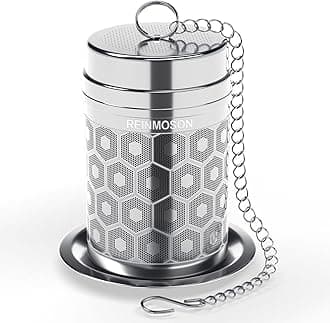 Reinmoson 304 Stainless Steel Tea Strainer for Loose Tea, Extra Fine Mesh Tea Infuser 1.5” x 2.2” Tea Diffusers for Loose Tea Black Tea, Rooibos, etc
