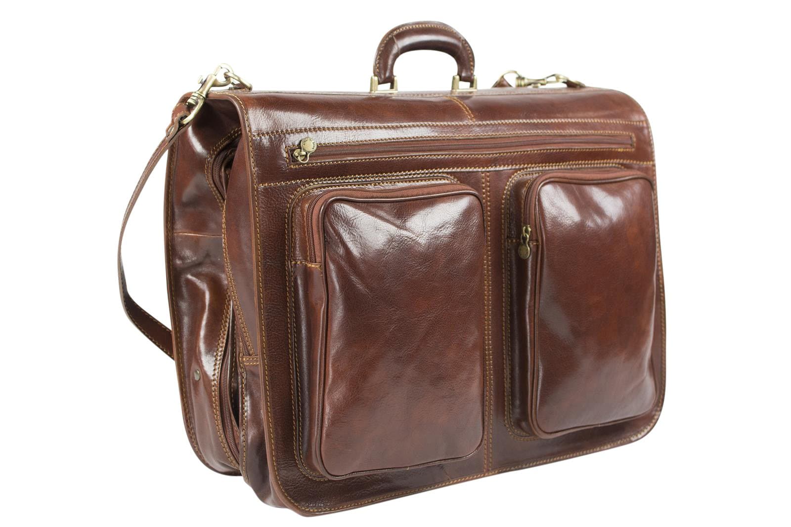 Rivello Genuine Leather Garment Bag - Detachable and Adjustable Shoulder Strap