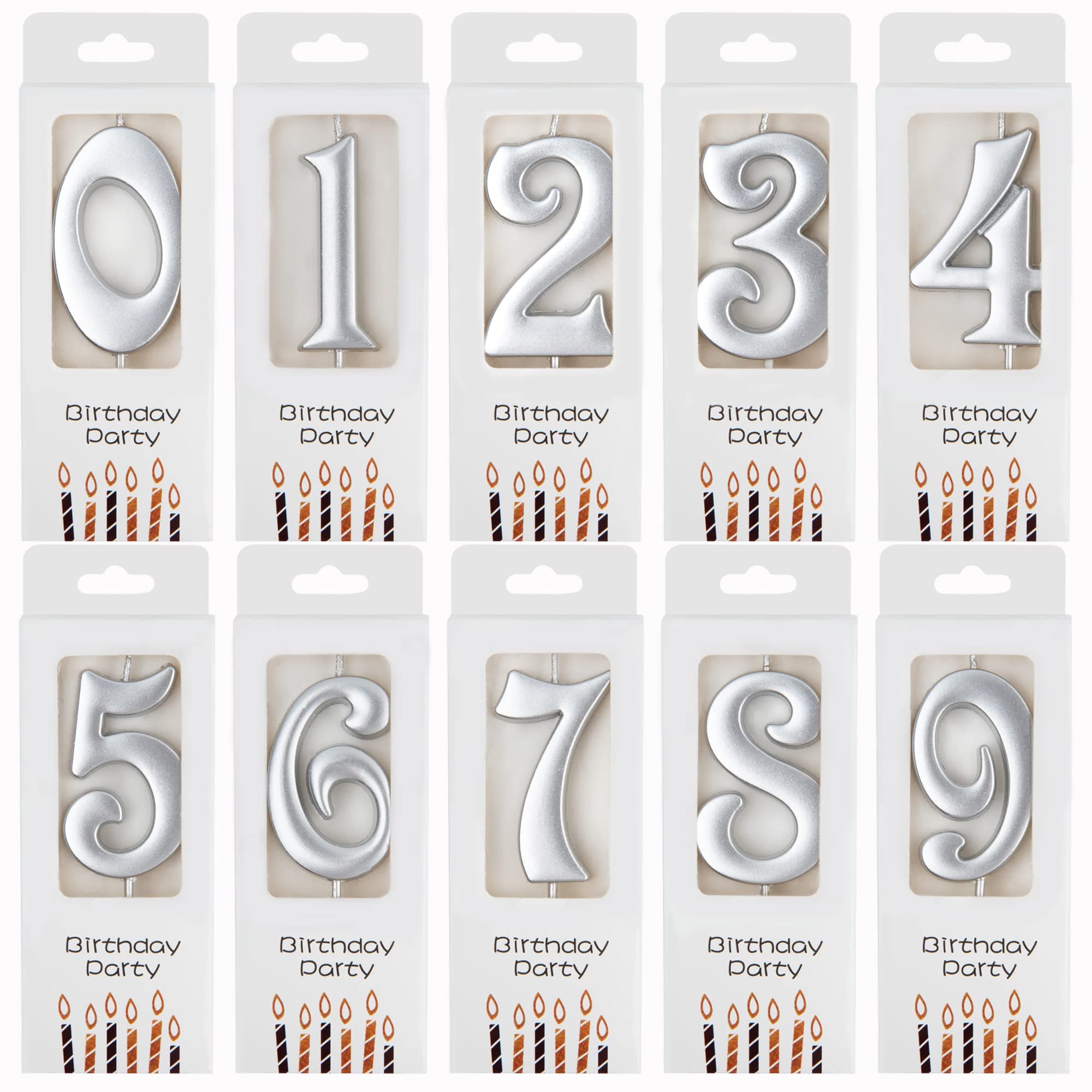 PHD CAKE 10-Count 0-9 Silver Number Birthday Candles, Number One Birthday, Silver Number Candles, Party Celebration, Baby Showers