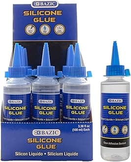 BAZIC 3.38 Oz. (100 mL) Silicone Glue, Great for Glass Window Plastic Kitchen Home Improvement Quick Repair, Waterproof Crack Resistant, 12-Pack