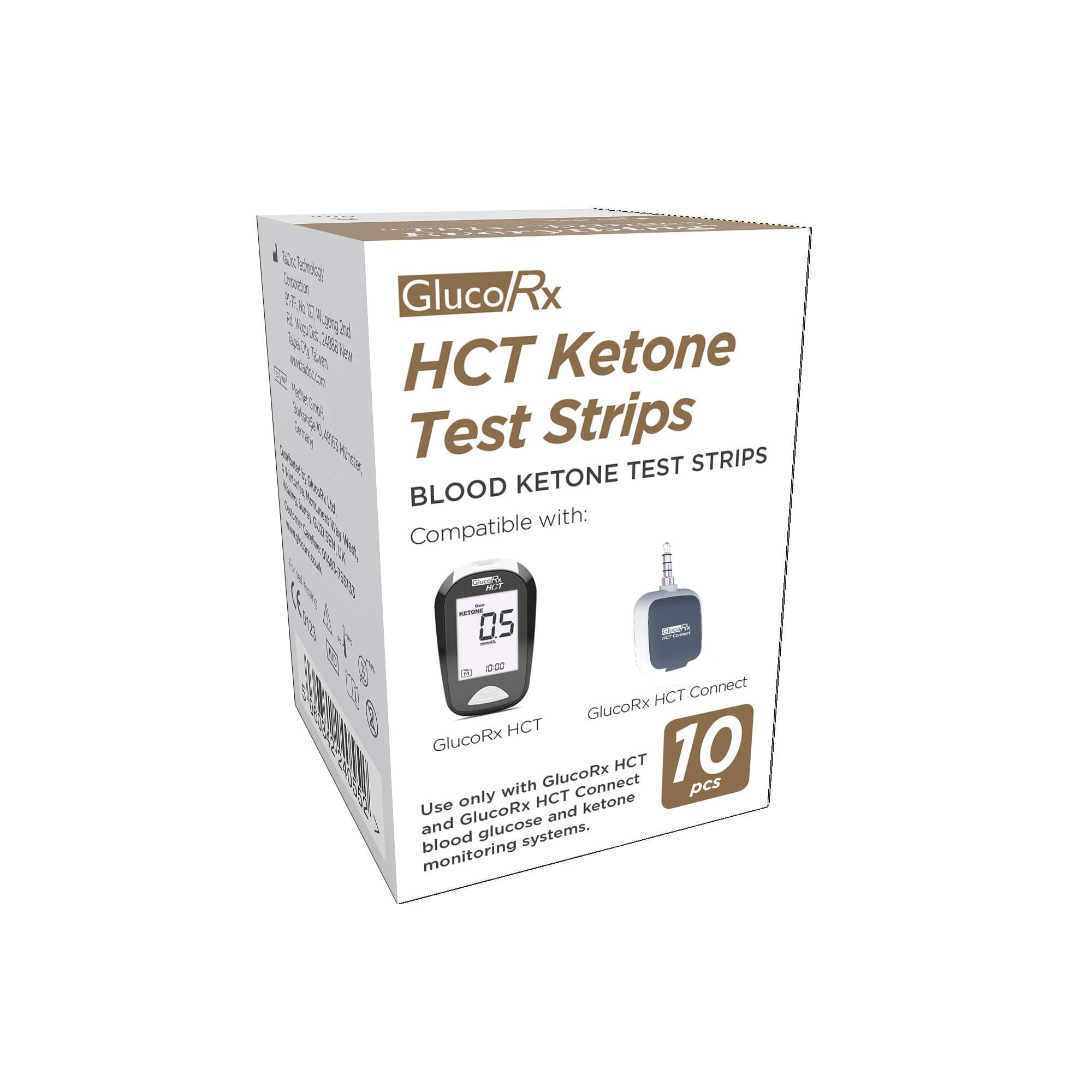 GlucoRx HCT Ketone Test Strips, 10-Count