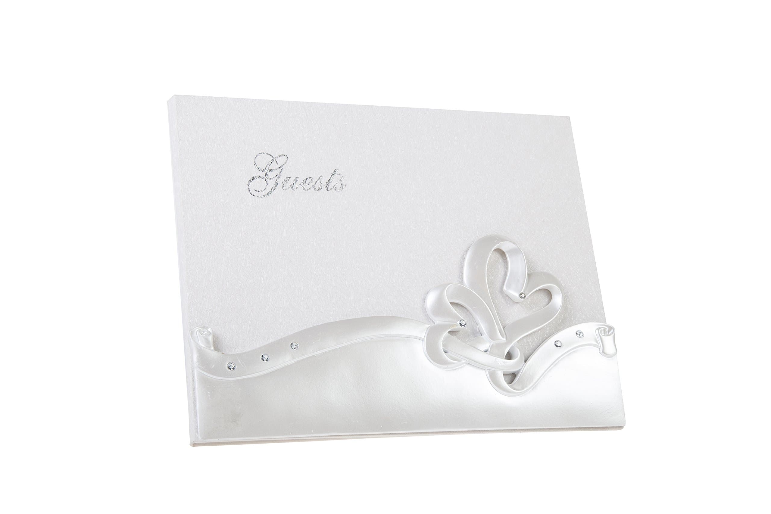 Wedding Day Accessory Set - Guest Book, Pen Set, Cake Serving Set, Toasting Flutes (Guest Book, Double Heart)