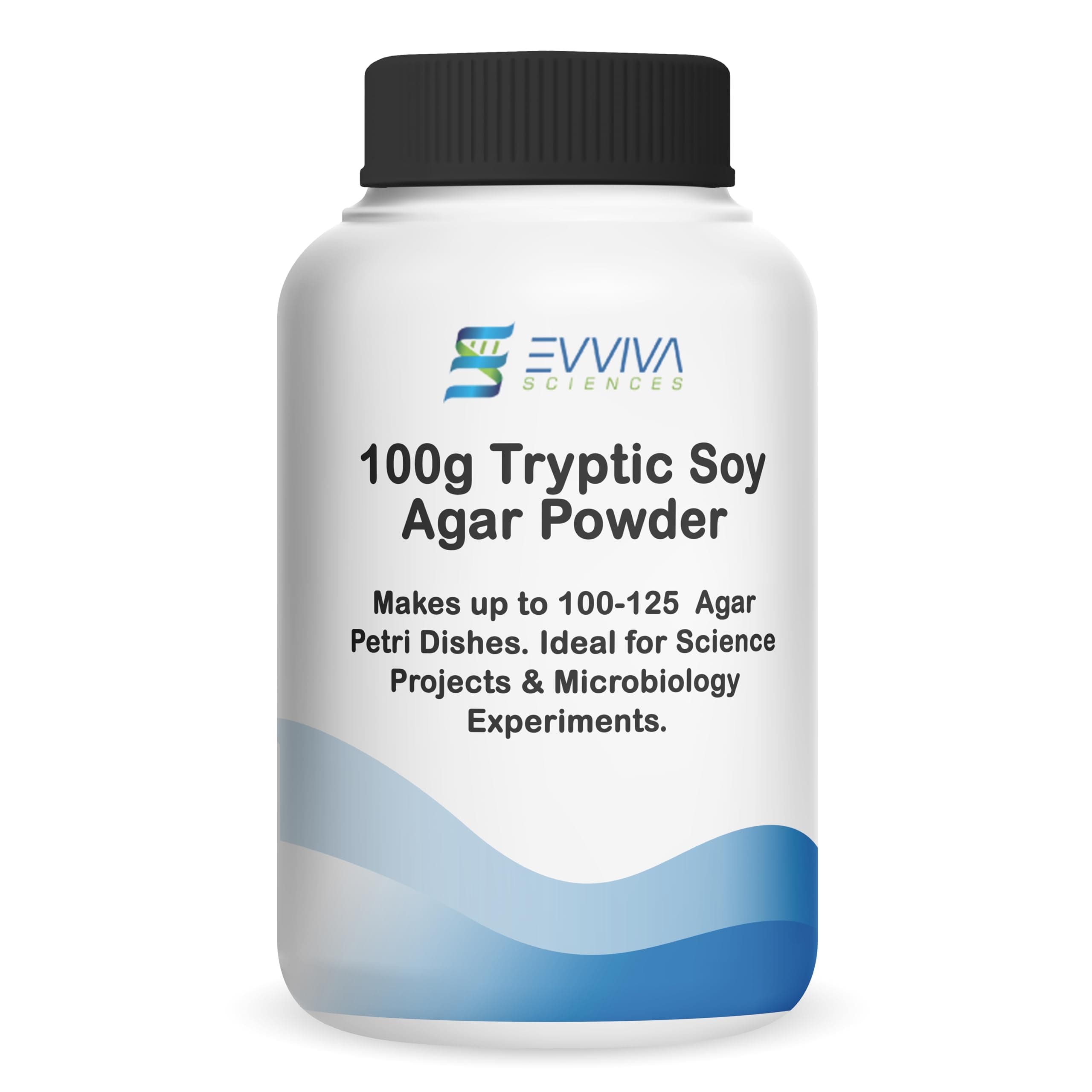 ES EVVIVA SCIENCES Tryptic Soy Agar Powder 100 Grams - - Make 100 to 125 High Quality Agar Petri Dishes - Excellent for Microbiology - Great for Projects