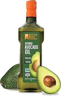 BetterBody Foods Refined Non-GMO Cooking Oil, Kosher, Keto and Paleo Diet Friendly, Avocado Oil, 1 Liter, 33.8 Fl Oz