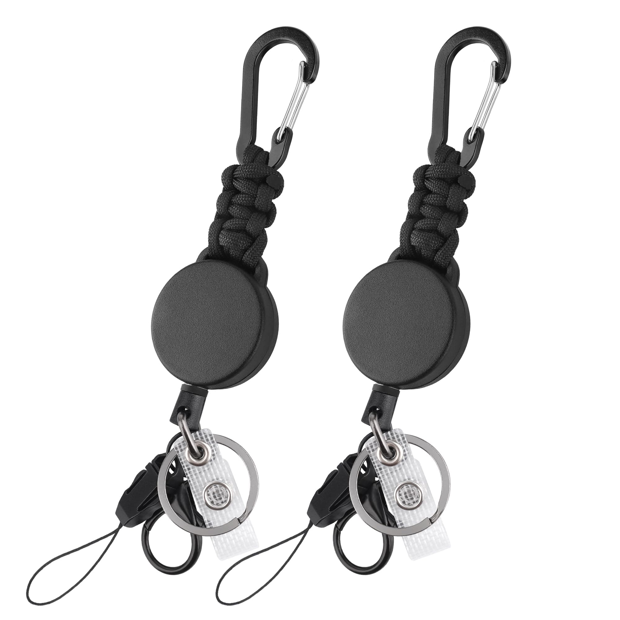 EOTWRetractable Keyring Keychain, 2pc Extender Retractable Badge Reels Key Chain Holder Lanyard Clip Heavy Duty Key Lanyard Clip Belt