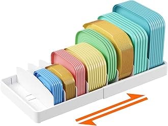 Lifewit Kitchen Cabinet Organizer for Food Contanier Lid, Expandable Lid Holder with 8 Adjustable Dividers & 9 Sections for Pantry Organizers and Storage, Home Organization, Extra Large, 13"-24"