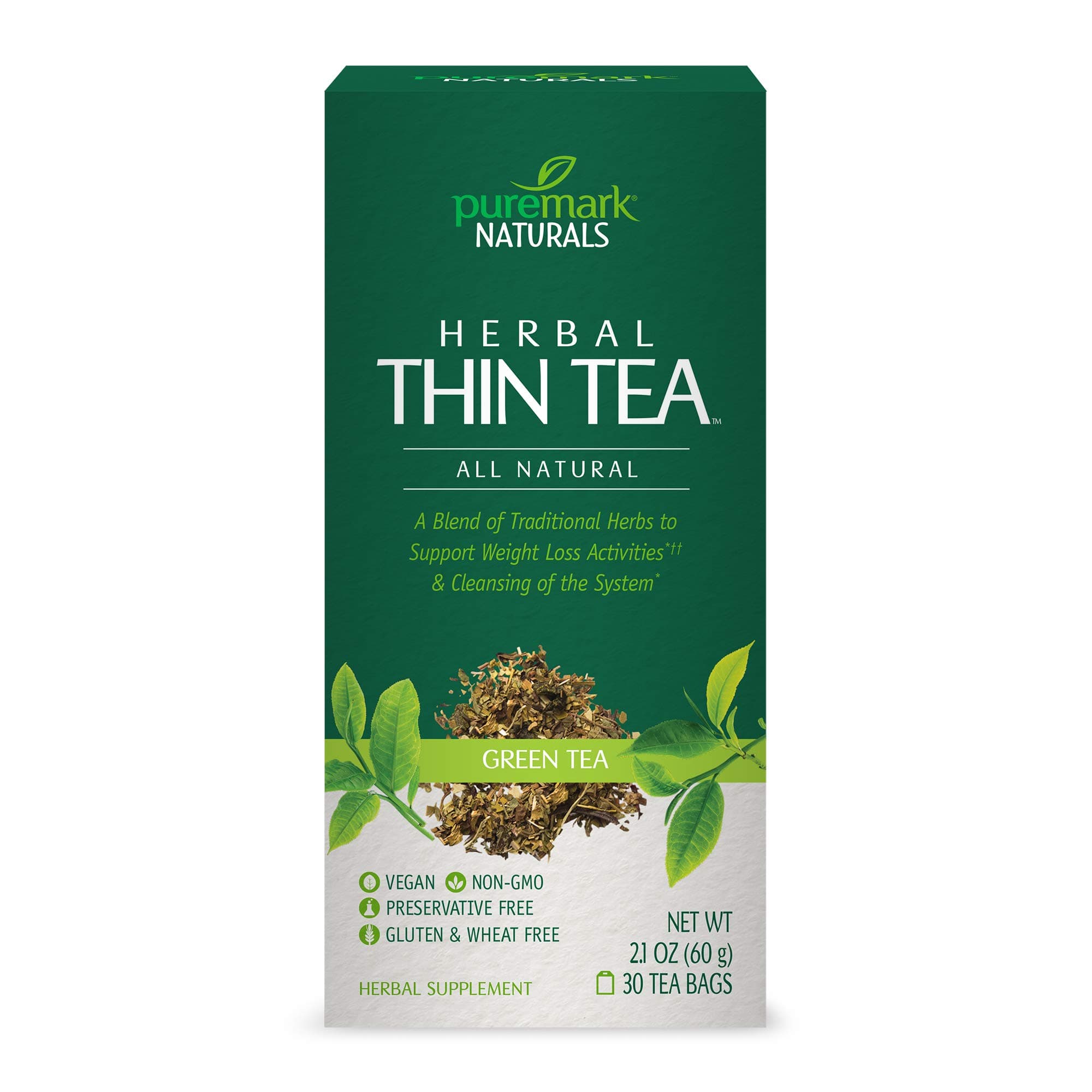 Herbal Thin Tea, Natural Green Tea, 30 Count