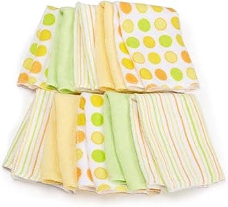 Washcloth Wipes Set for Newborn Boys and Girls, Soft Terry Washcloth Set, Pack of 10, Yellow Dots