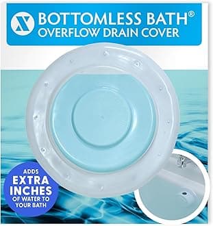 SlipX Solutions Bottomless Bath, Essential Overflow Drain Cover for Bathtub, Best Bath Accessories for Women, Adds Inches of Water to Your Tub for Deeper Soak, 4" Diameter, White