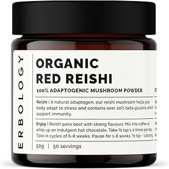 Organic Reishi Mushroom Powder 50 Servings - 21% Beta-glucans - Immunity Support - Ganoderma Lucidum - Small Batch - Sustainably Grown in Europe - Vegan - Non-GMO - No Added Fillers