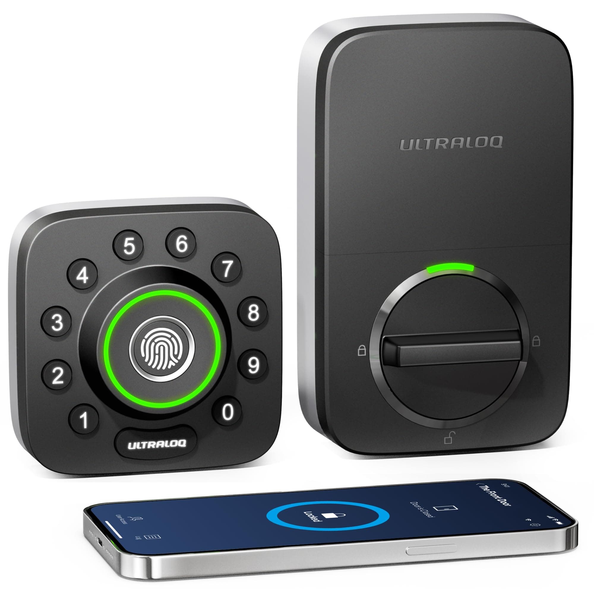 ULTRALOQ U-Bolt Pro Smart Lock, Keyless Entry Door Lock via Bluetooth, Smartphone, Fingerprint ID, Anti-peep Keypad, Auto Unlock, Smart Lock for Front Door, Smart Deadbolt Lock, IP65 Waterproof