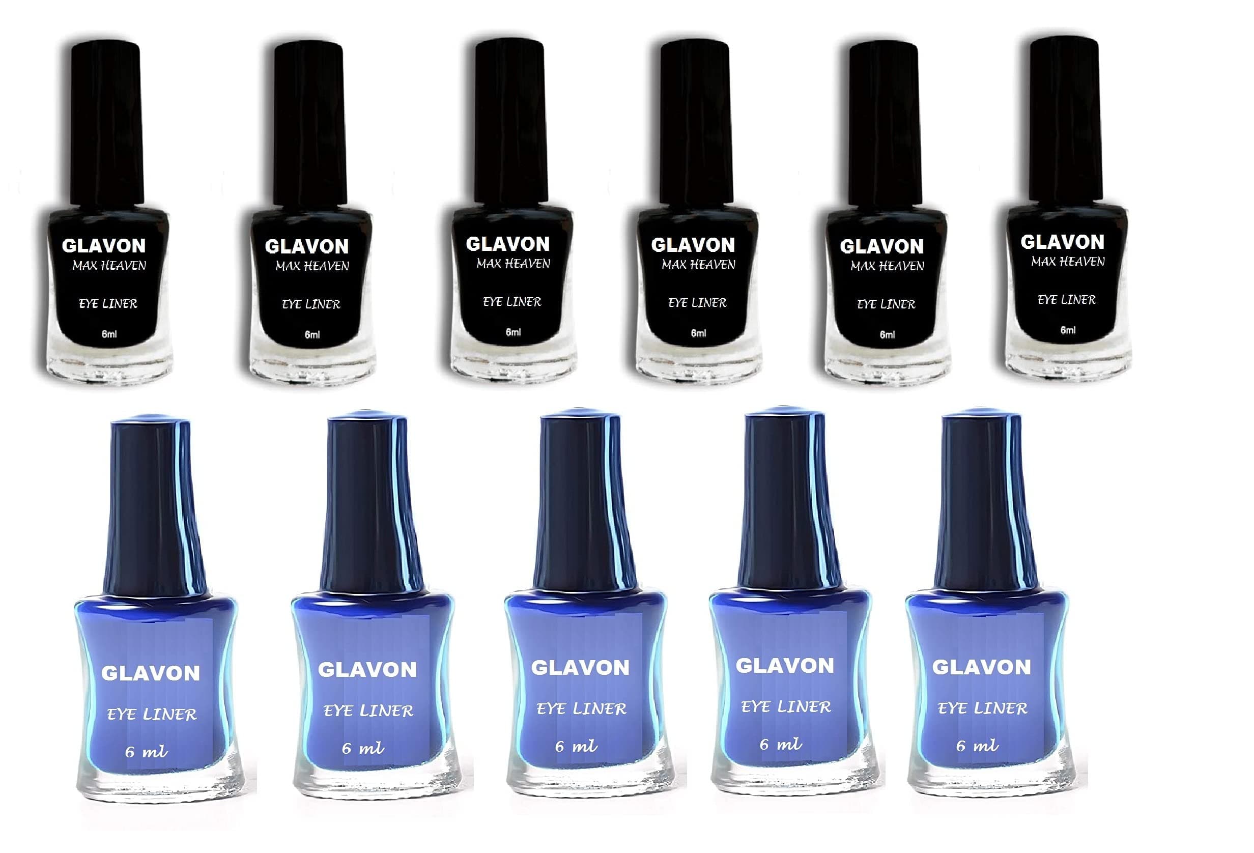 BALANI Max Heaven Eye Makeup Combo Set with [ 5 , Eye Liner Blue ] + [ 6 , Eye Liner Black ] with Free ADS Eye Care Clossal Waterproof Kajal Pencil- [ Budget Pack of 12 Items ]