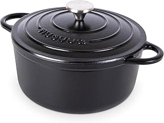 Cast Iron Pot with Lid – Non-Stick Ovenproof Enamelled Casserole Pot – Sturdy Dutch Oven Cookware – 4.7L, 24cm – (Black)