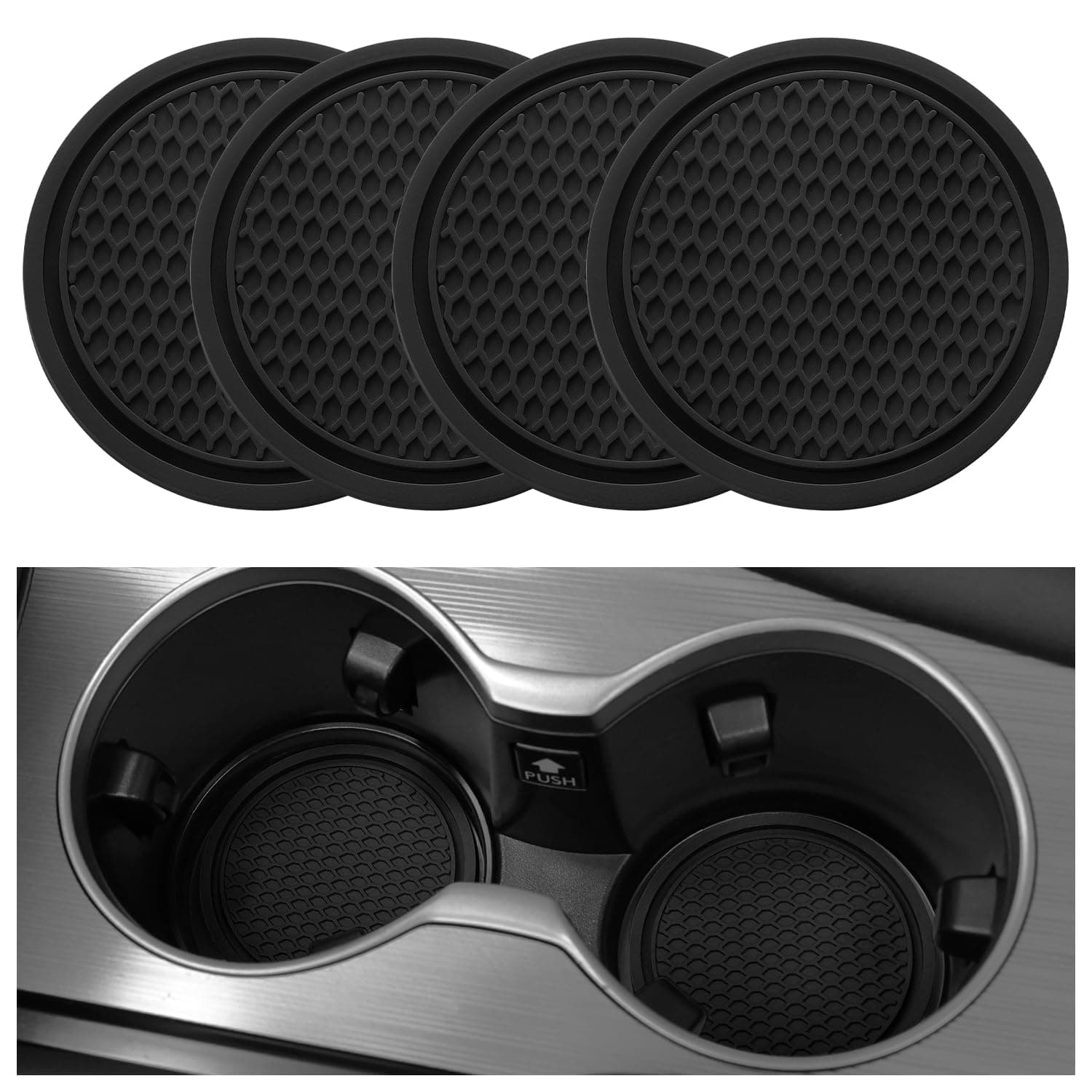 SINGARO 4 Pcs Universal Cup Holder Coasters for Car Cup Holders Decorative Coasters Car Accessories Black