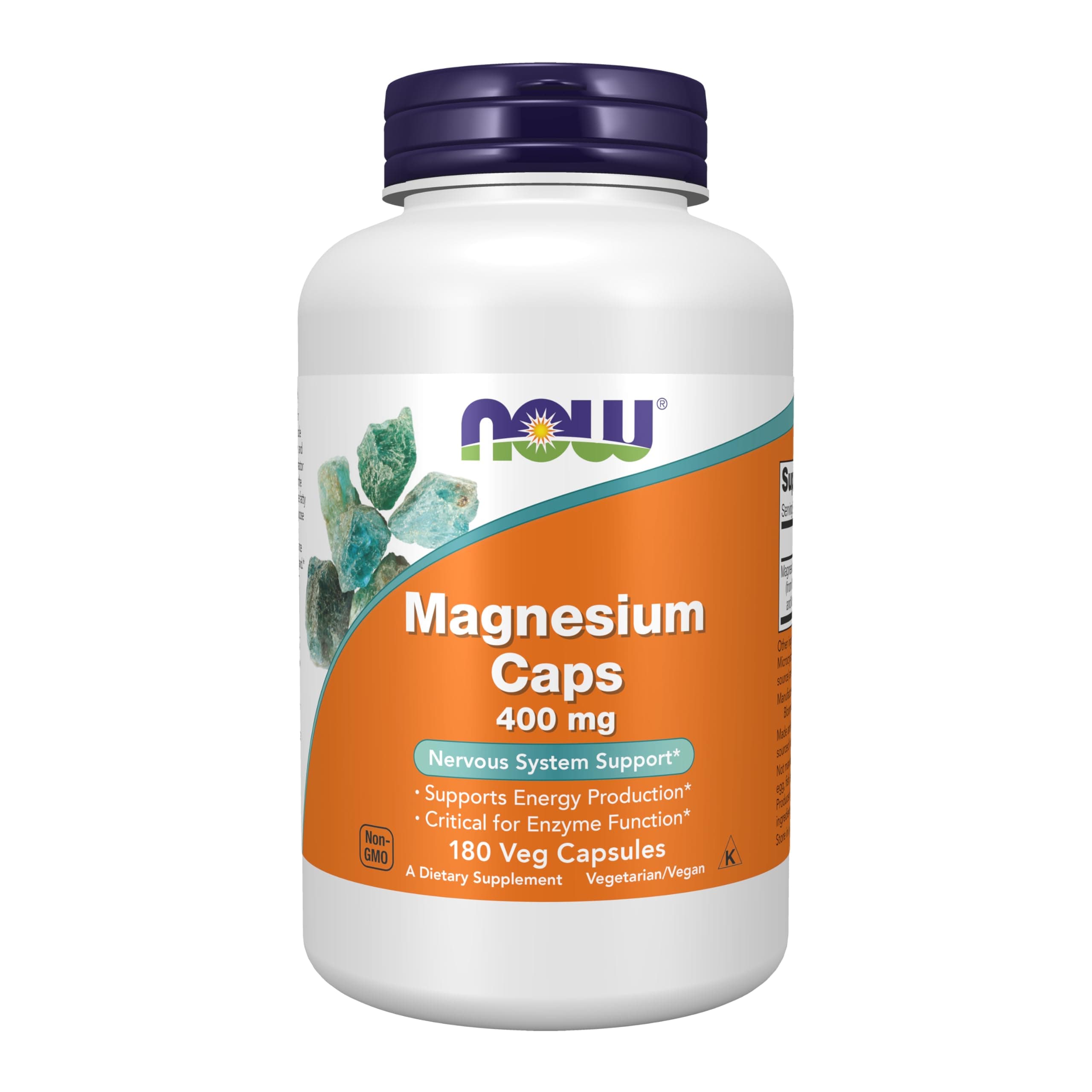 NOW Foods Supplements, Magnesium 400 mg, Enzyme Function*, Nervous System Support*, 180 Veg Capsules