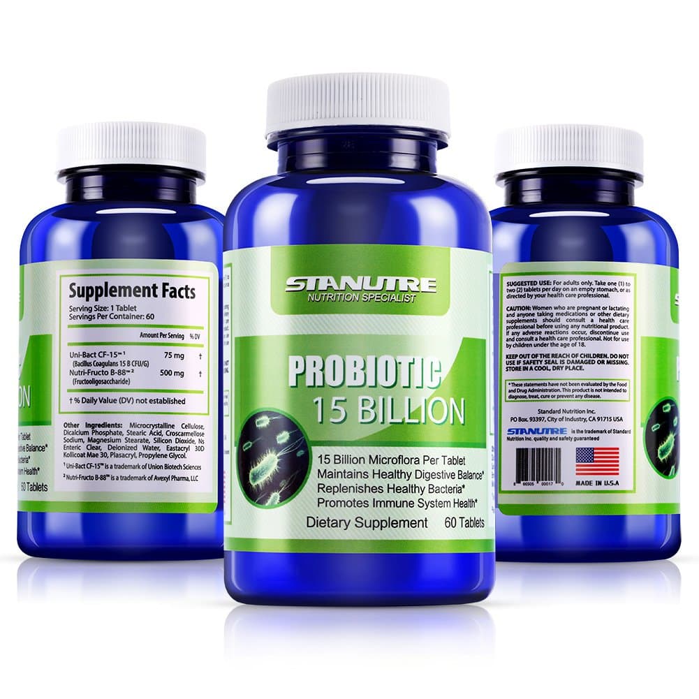 STANUTRE Probiotic Uni-Bact CF-15 Formula 15 Billion to Promote Immune System with More Patented Ingredients(Per tablet 60 Servings)