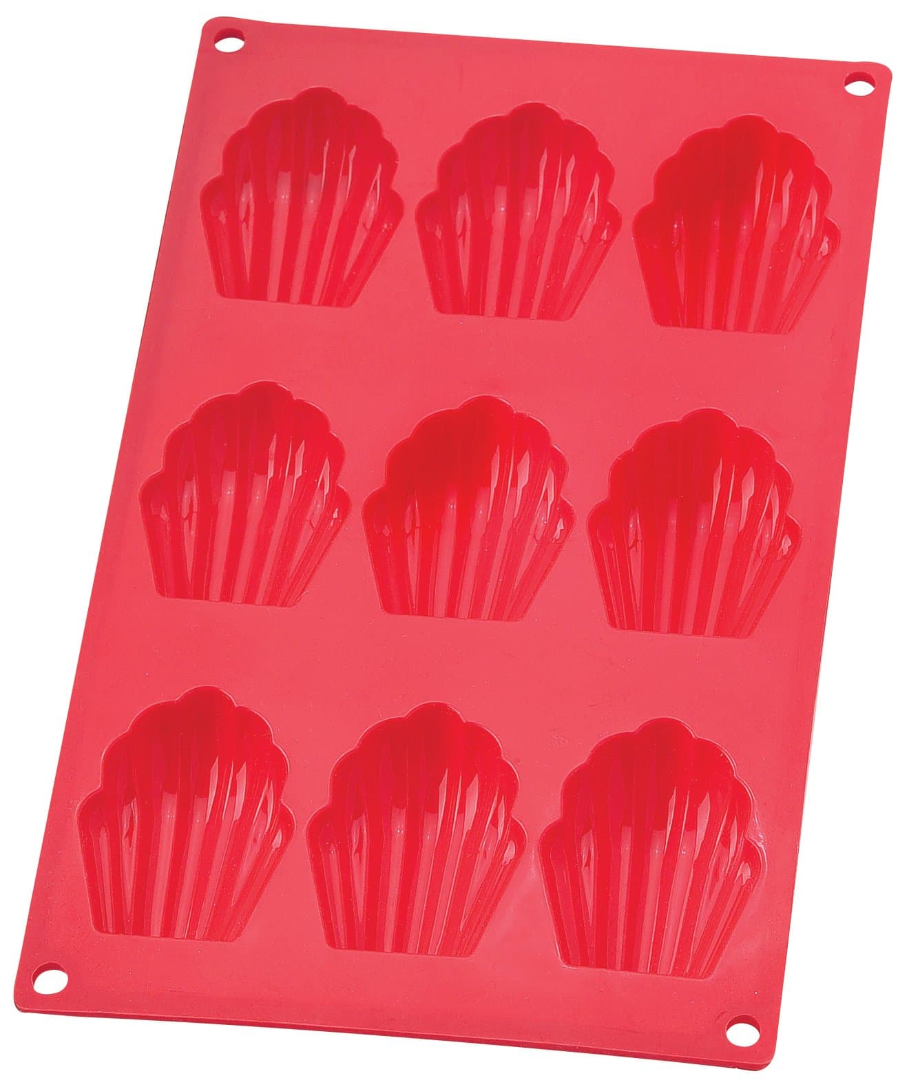 Mrs. Anderson's Baking 43635 Anderson’s 9-Cup Madeleine Cookie Pan Baking Mold, BPA Free, Non-Stick European-Grade Silicone, 11.75 x 6.75 x .75-Inches, Man-Made-Material, Red