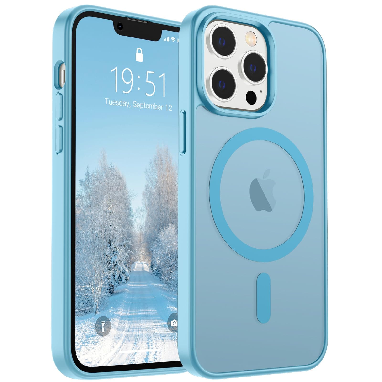 SUPFINE Magnetic for iPhone 13 Pro Max Case (Compatible with MagSafe) (Military Grade Drop Protection) Slim Translucent Matte Shockproof with Anti-Fingerprint Phone Case,Light Blue