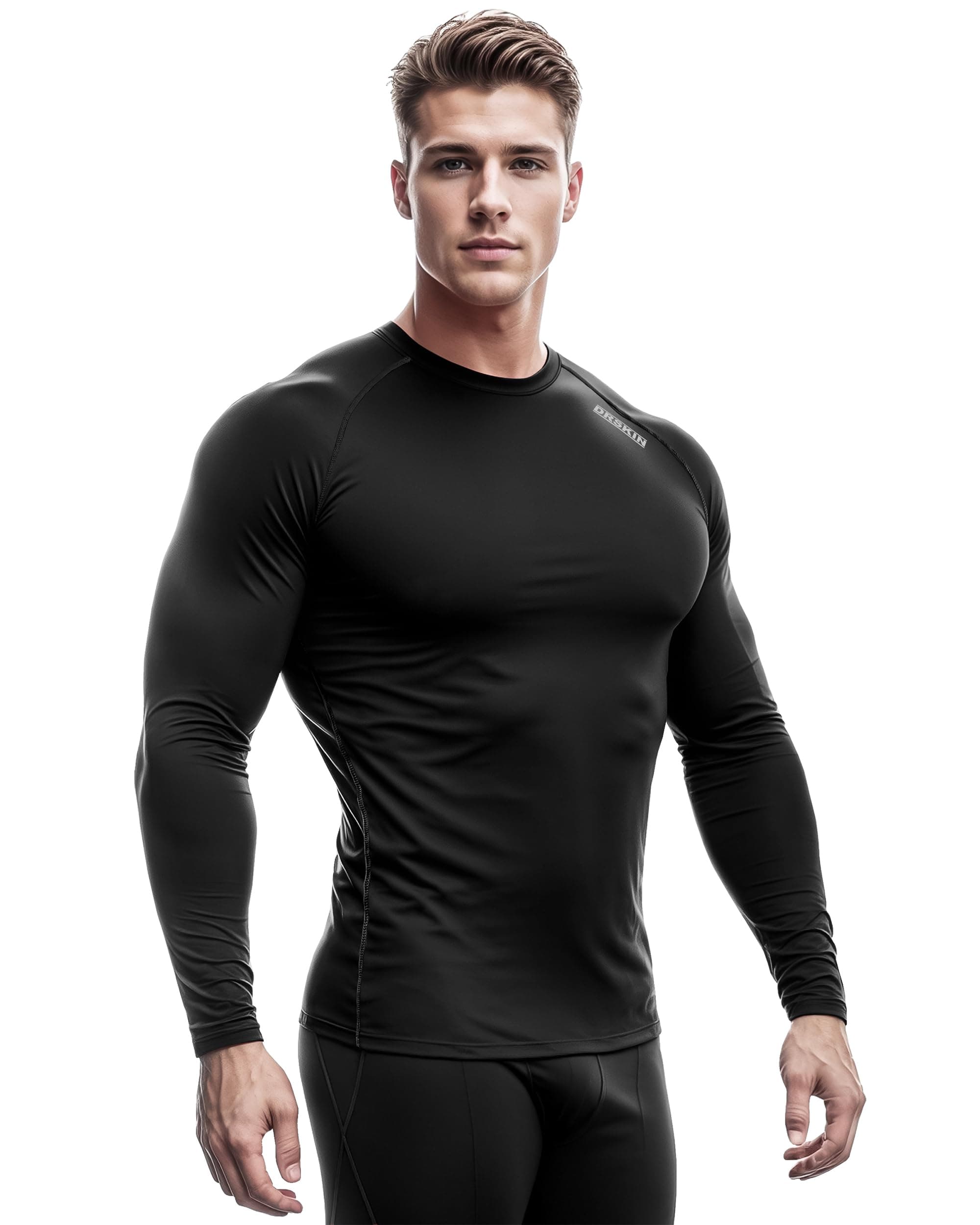 DRSKIN 4, 3, 2 or 1 Pack Men's Compression Shirts Top Long Sleeve Sports Baselayer Workout Running Athletic Active