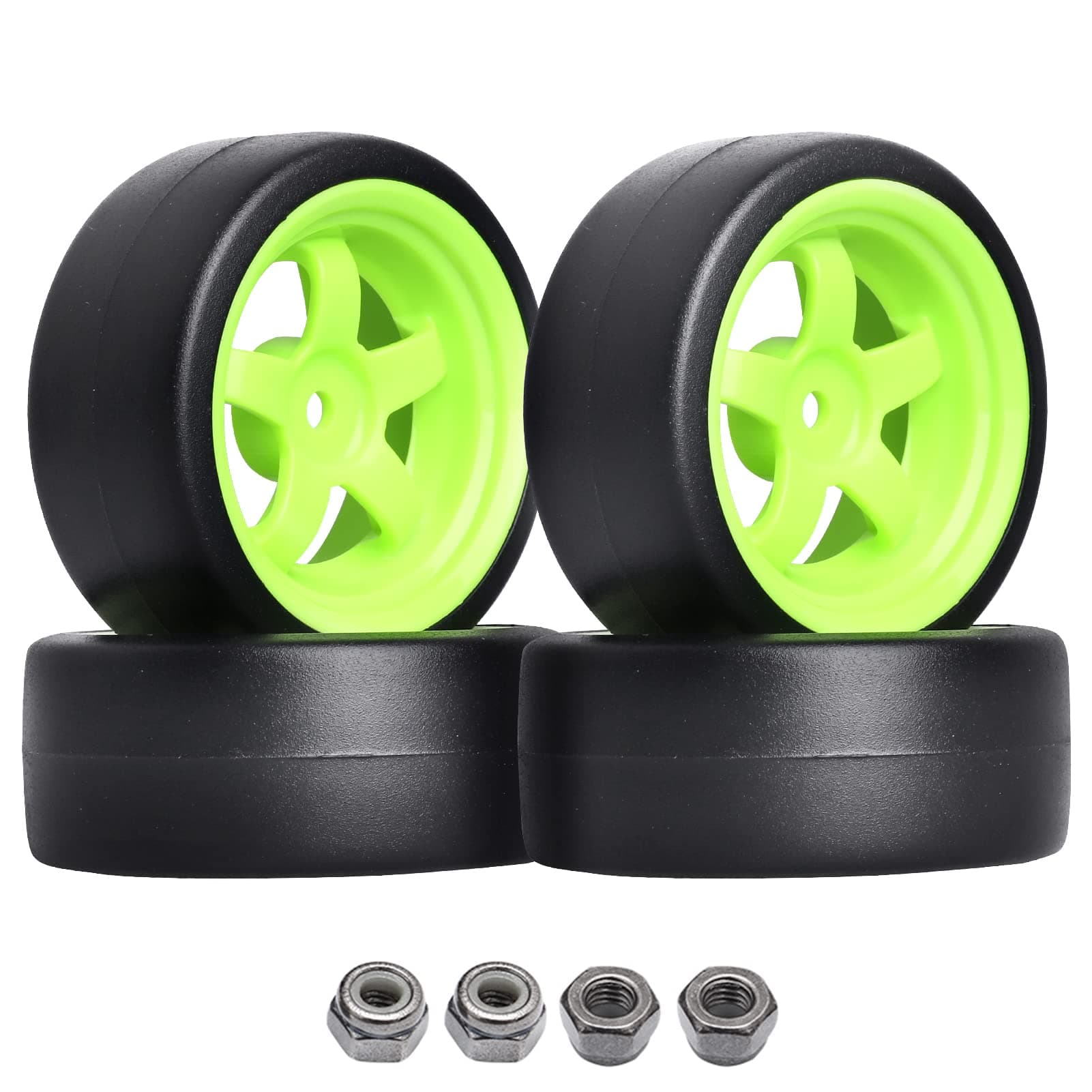 HobbyPark Hard Plastic 12mm Hex RC Drift Wheels and Tires for 1/10 Scale Tamiya HPI Traxxas Kyosho Redcat HSP Drifting, Set of 4