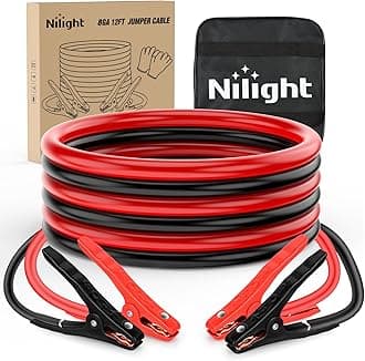 Nilight Car Battery Jump Leads 8 Gauge 3.5M 250A CCA Booster Cable with Carry Bag Emergency Kit for Vans SUV Sedan Motorcycles