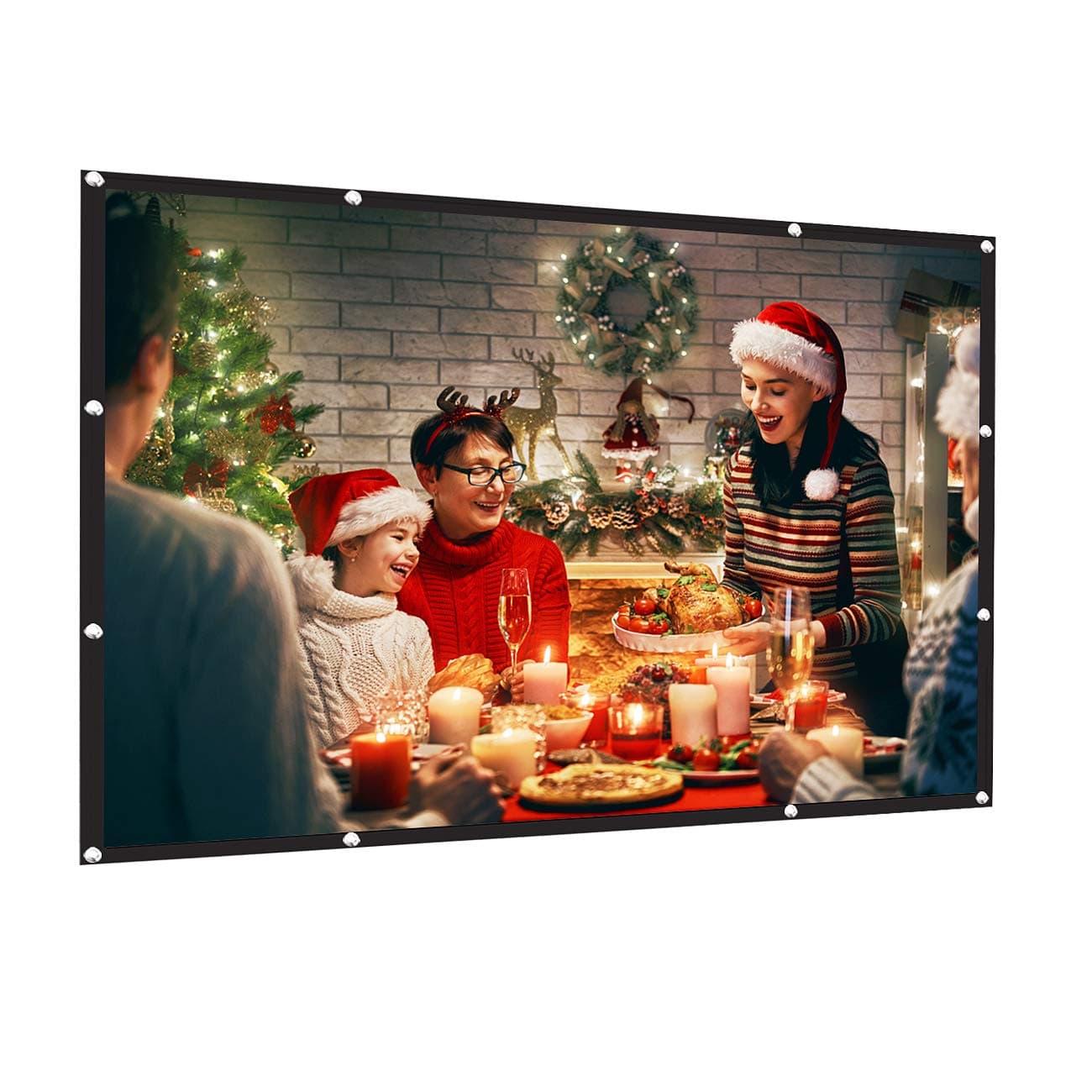 AMWOKE Projector Screen,100 inch Portable Projection Screen with 16:9 HD Movie Screen and Foldable for Home Cinema, Outdoor&Indoor Theater