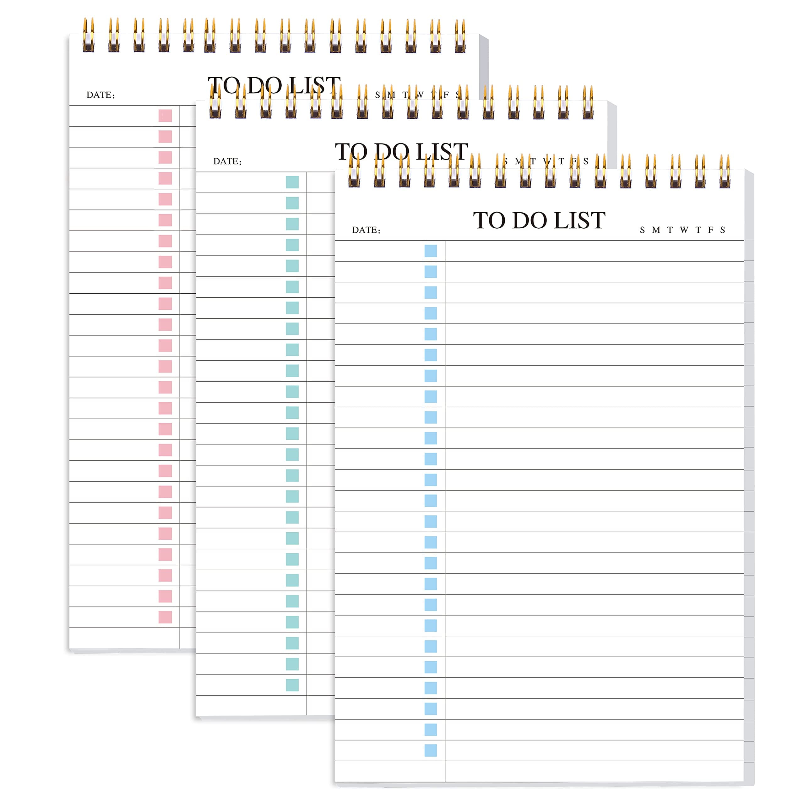 To Do List Notepad 3 Pack, Undated Daily Planner Notepad With To Do List Notebook Checklist Planner Spiral Waterproof Notepad for Office Supplies, School Planner, 52 Sheets/Pack, 5.5"*8.3" A5 Size