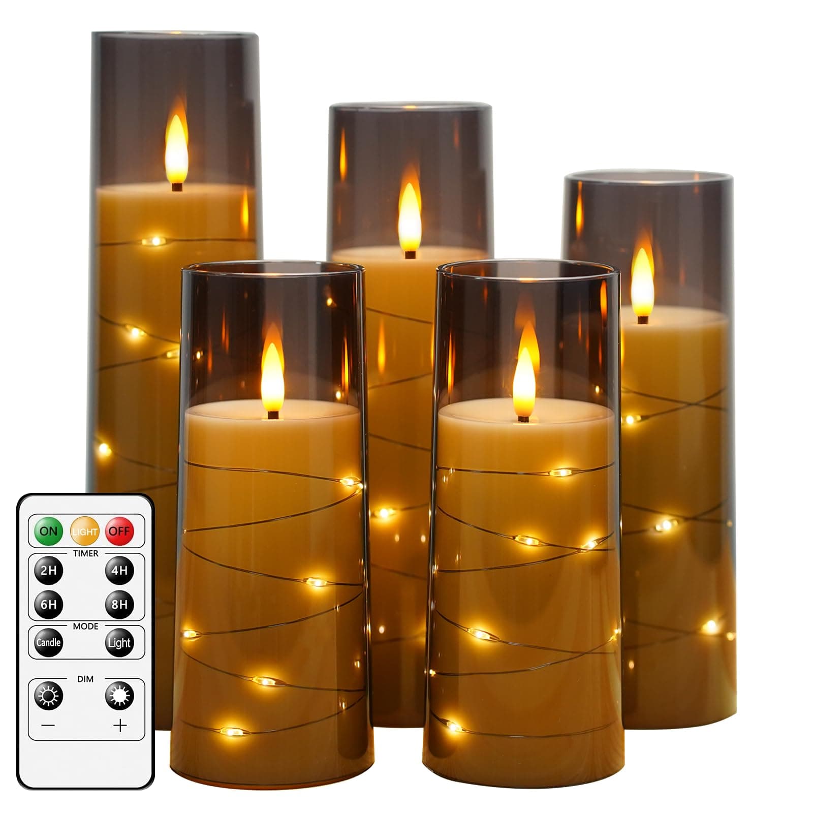 Gray Flickering Flameless Candles