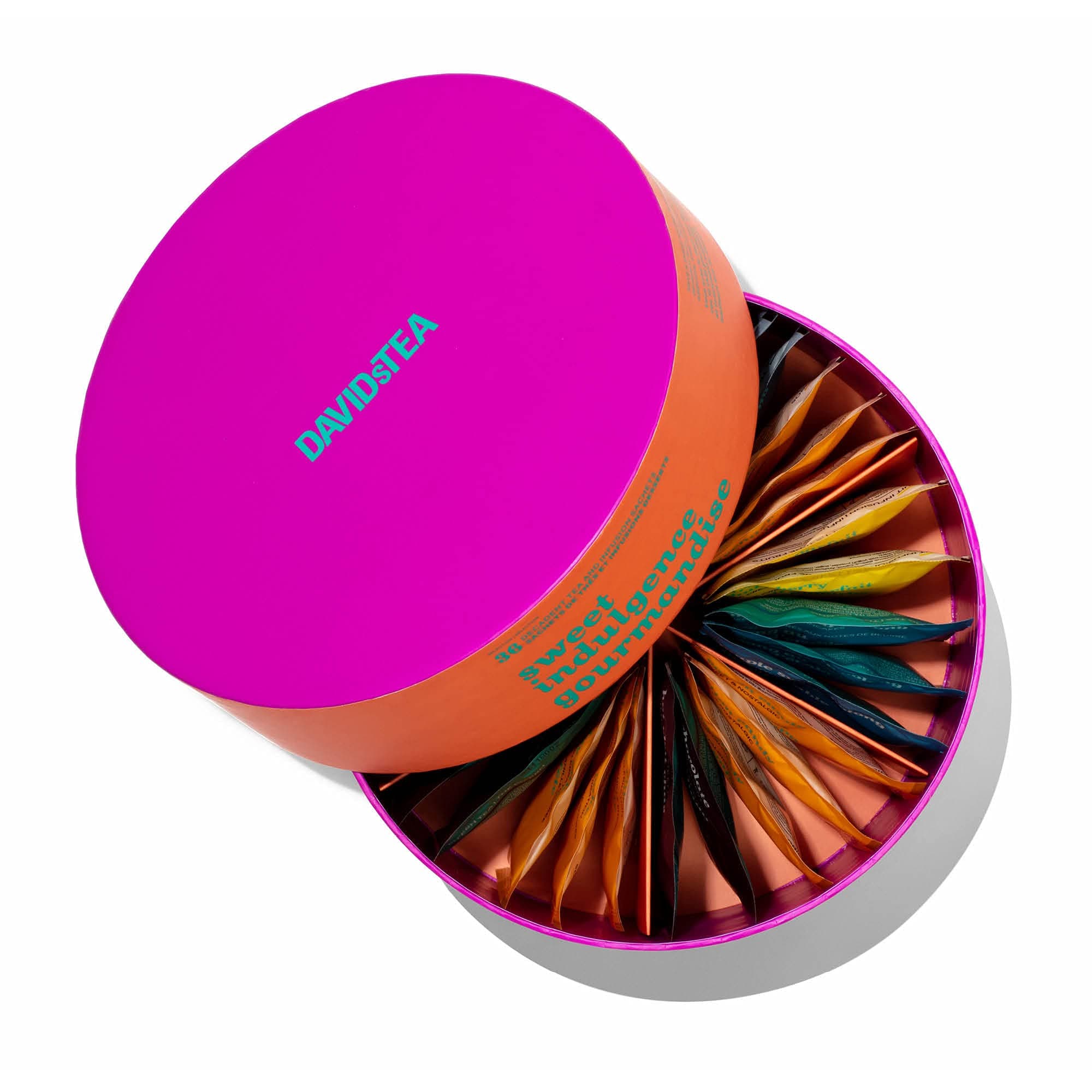 DAVIDsTEA Sweet Indulgence Sachet Tea Wheel Tea Assortment, Full Leaf and Bigger Ingredients for Fuller Flavour Tea Sachets, 36 tea bags