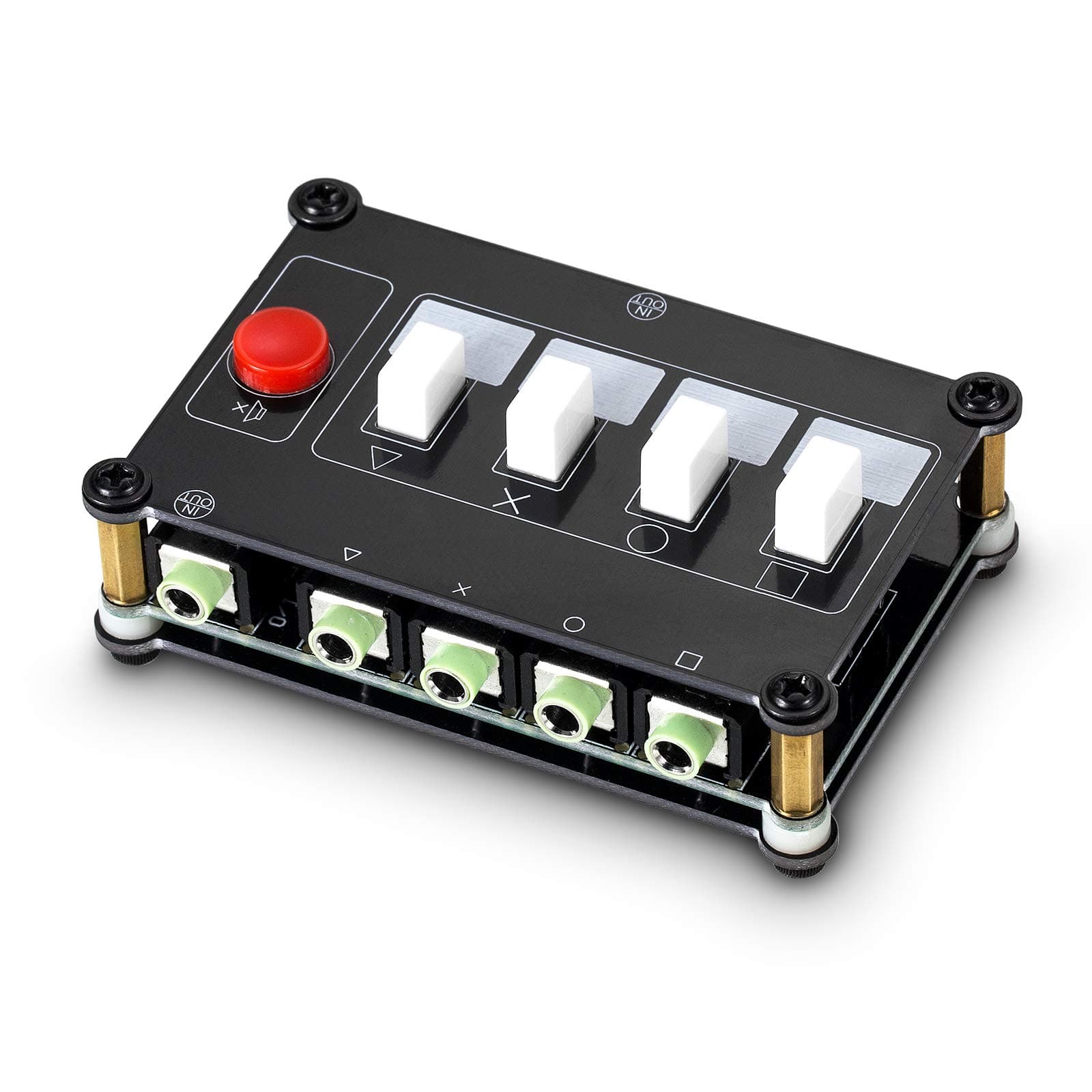 Little Bear MC104 Pro Mini Audio Switcher, 4-Way 3.5mm AUX Stereo Passive Selector, Switch Box Splitter for PC/Player/Headphone/Amplifier/Speaker