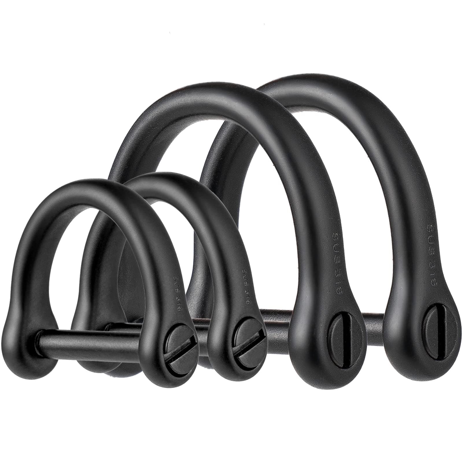 FEGVE D Ring Keychain, Durable D Shape Key Ring for Car keys, Horseshoe Clasp with Screw Shackle -（Load Bearing: 50lb）