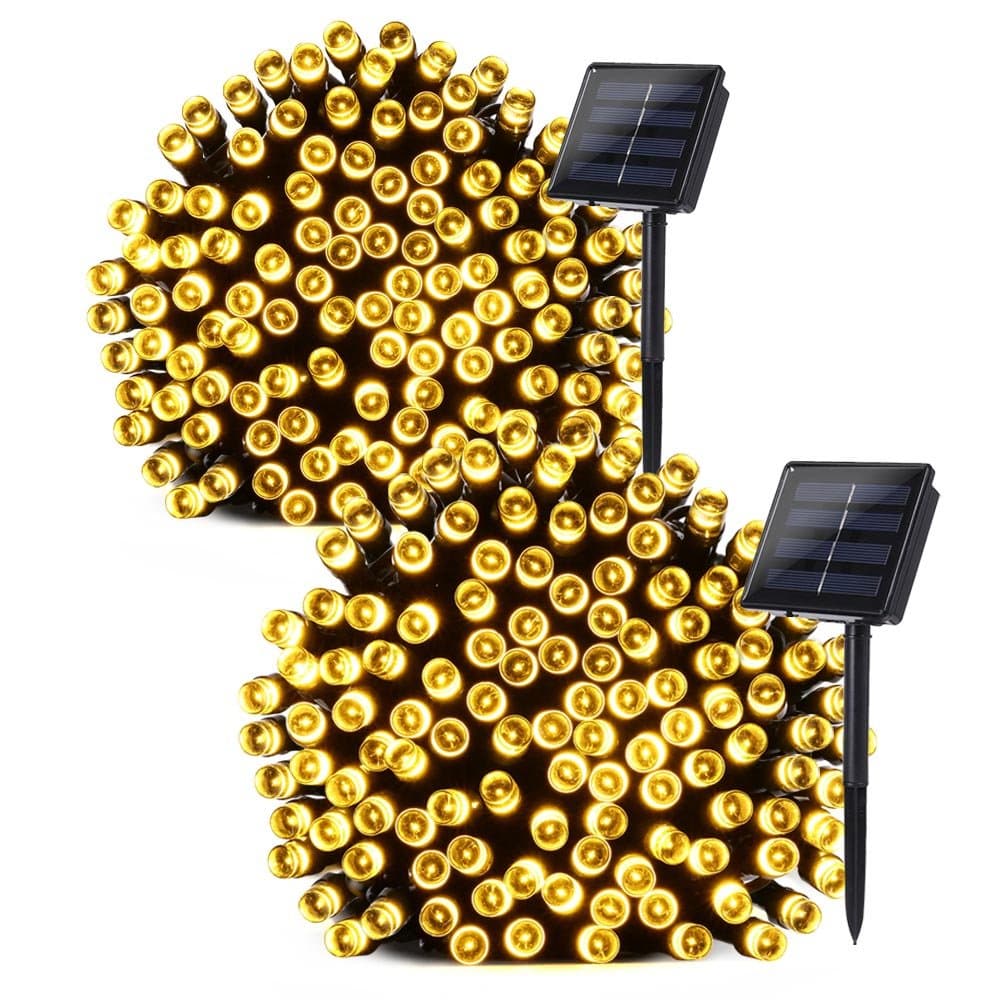 2 Pack Solar Christmas String Lights, 72ft 200 LED Fairy Solar Lights Decorative String Lights for Christmas, Home, Lawn, Patio, Garden, Wedding, Party and Holiday Decorations(Warm White)