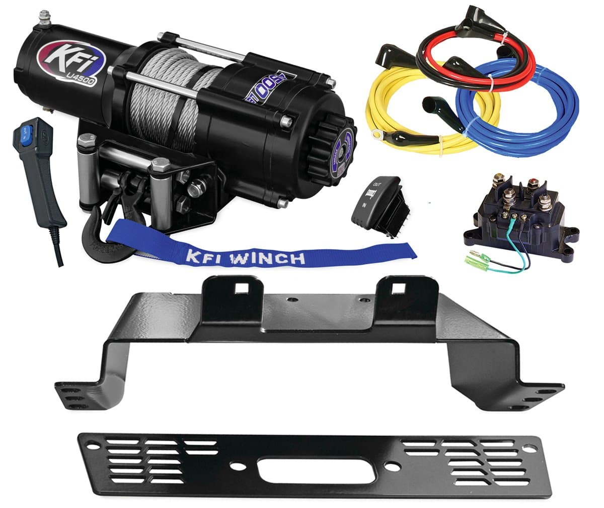 KFI Combo Kit - U45-R2 4500lbs Winch, Mount Bracket, Wiring, Switches, Remote Kit - compatible with 2014-2018 Polaris 570 Ranger 4x4 - Midsize