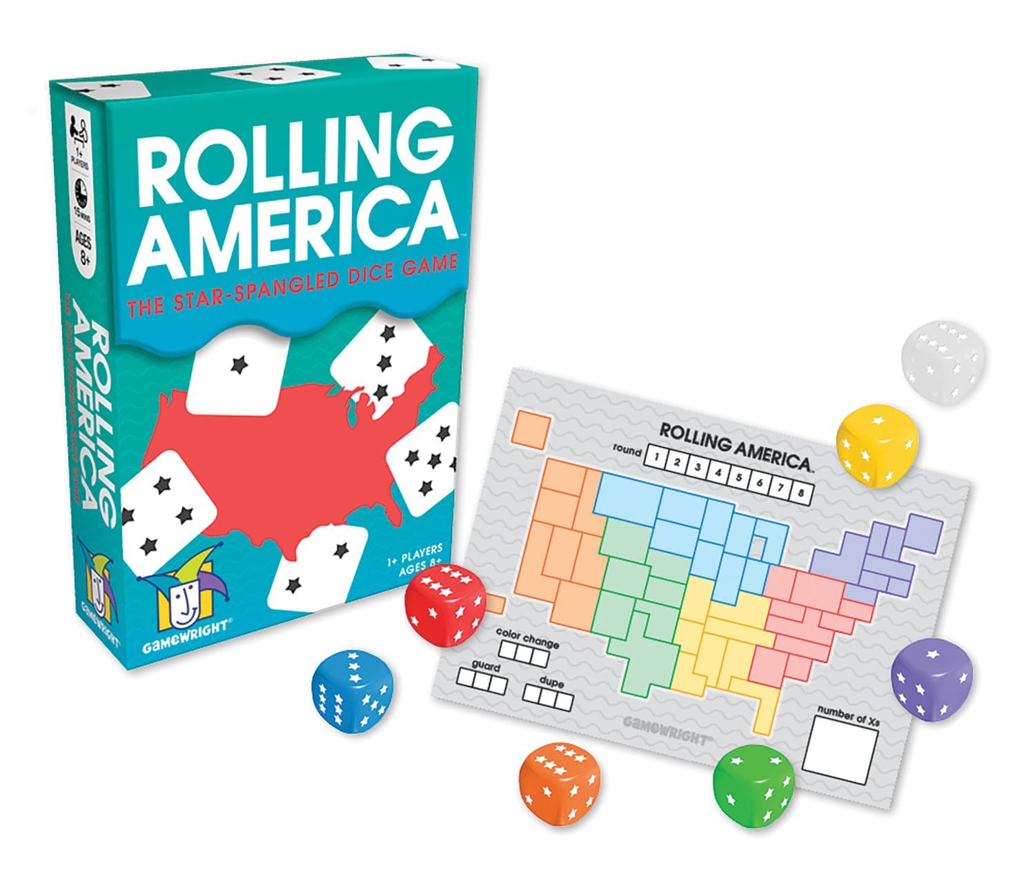 Gamewright Rolling America, The Star Spangled Dice Action Game Multi-colored, 5",96 months to 192 months