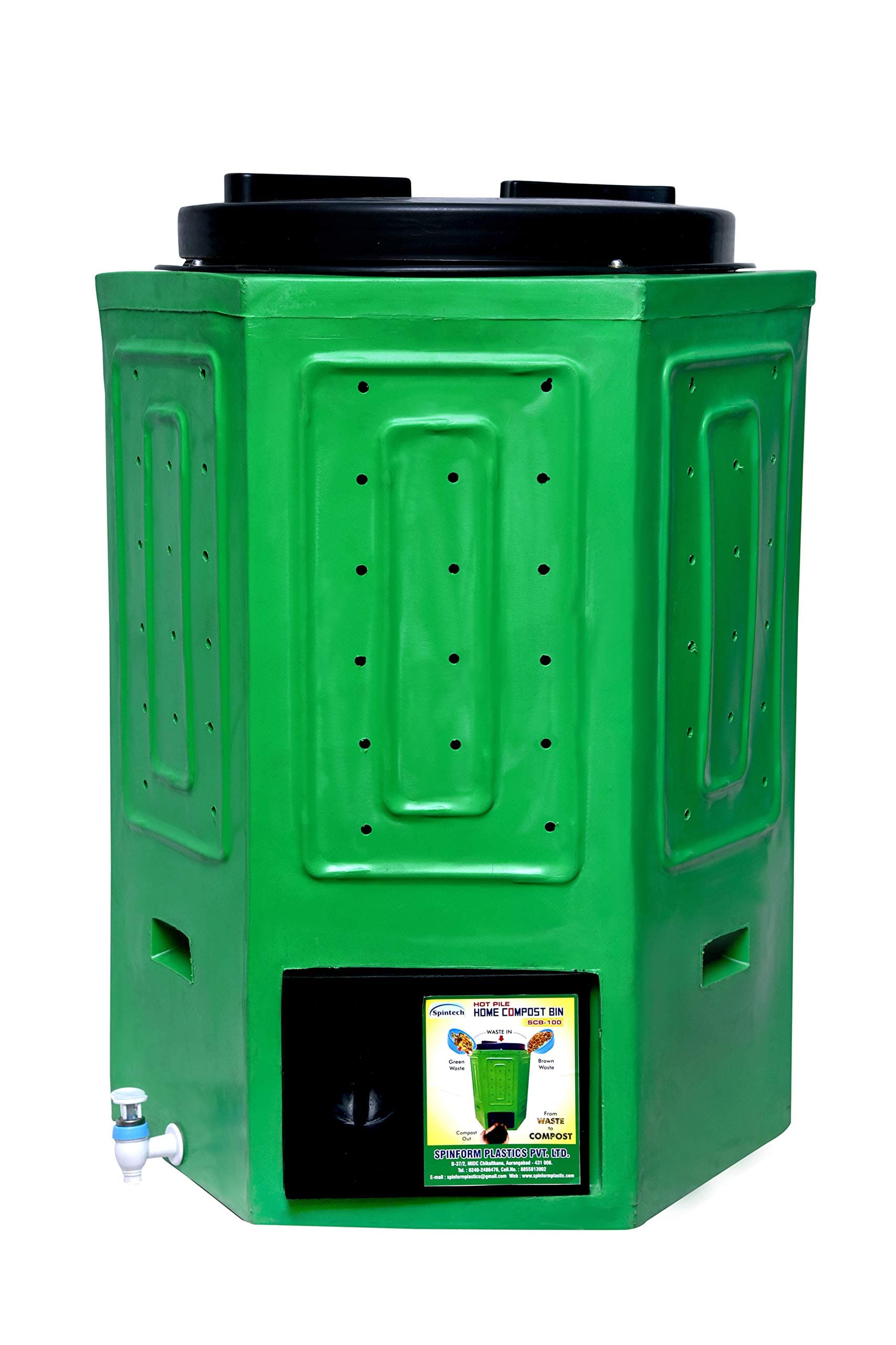 Spintech Polyethylene Composter Hot Pile Home Compost Bin (Green) SCB100