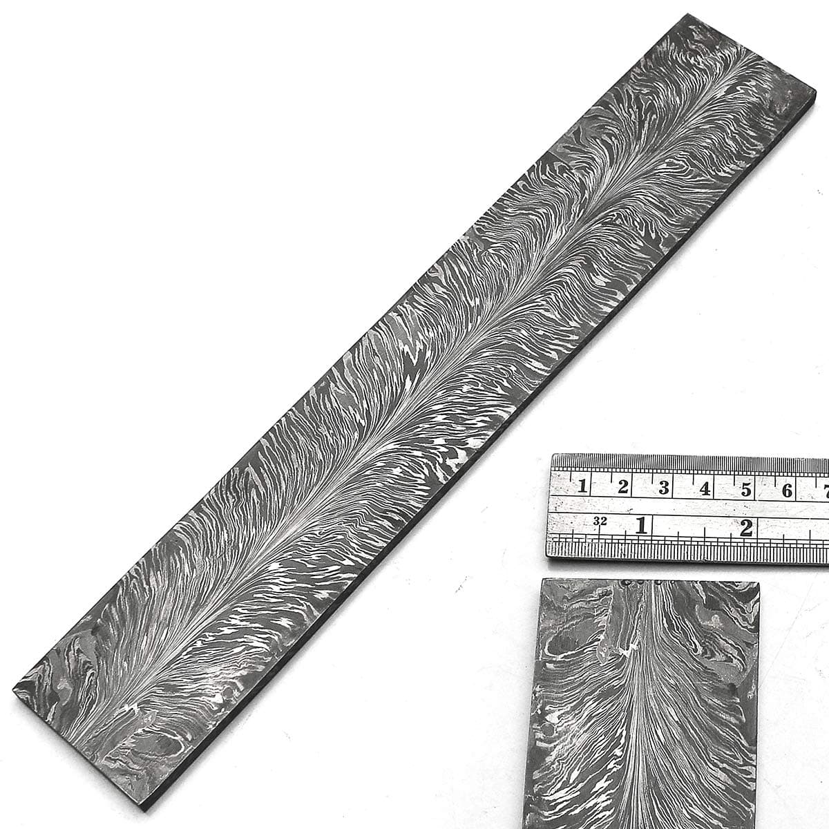handmade damascus steel feather pattern billet > bar for knife making > handmade feather pattern damascus steel bar blank for knives making supplies 8706