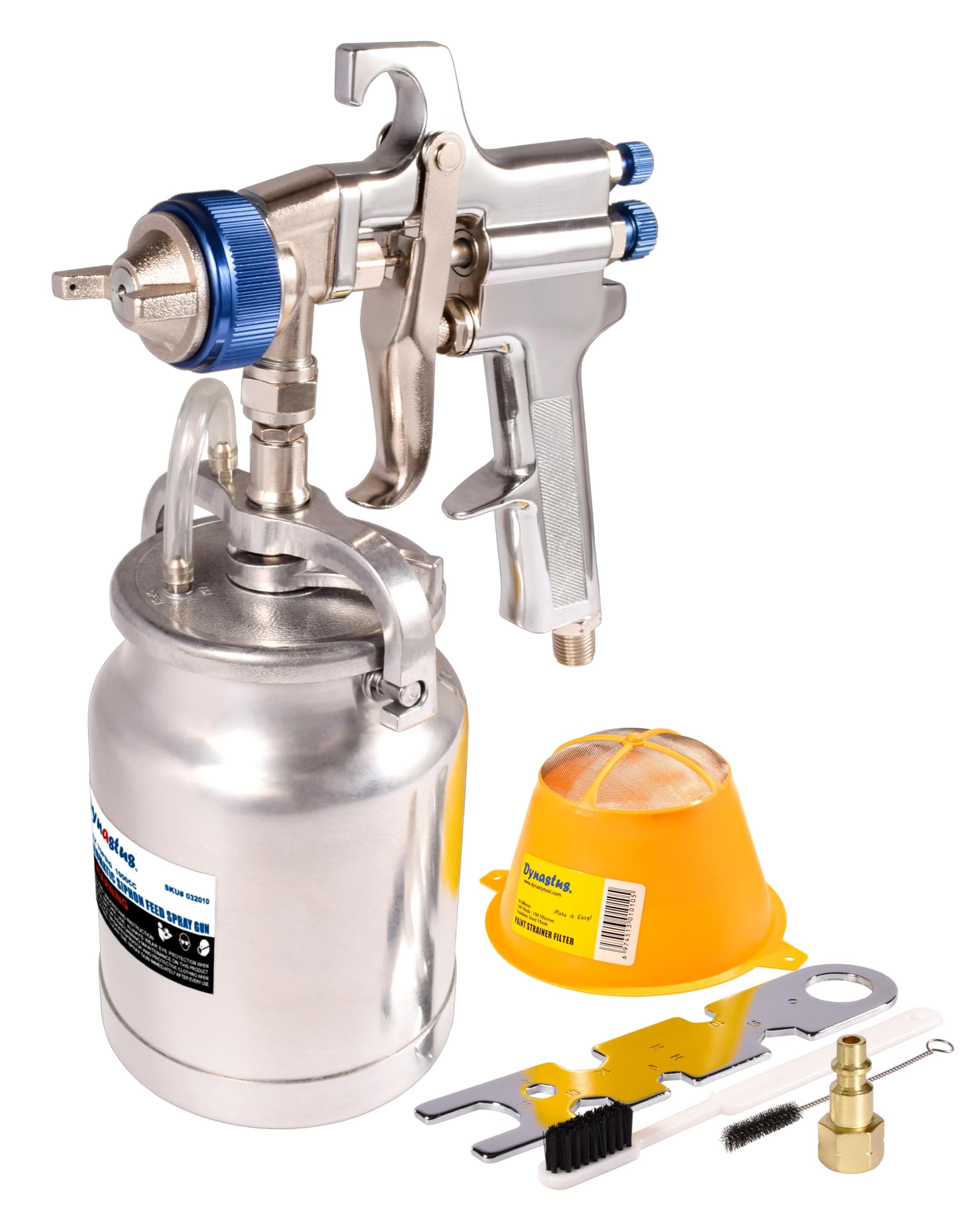33 oz Siphon Feed Spray Gun - 2.5mm Nozzle for Spraying Oil-Based or Latex Paints, with Filtering and Cleaning Kits