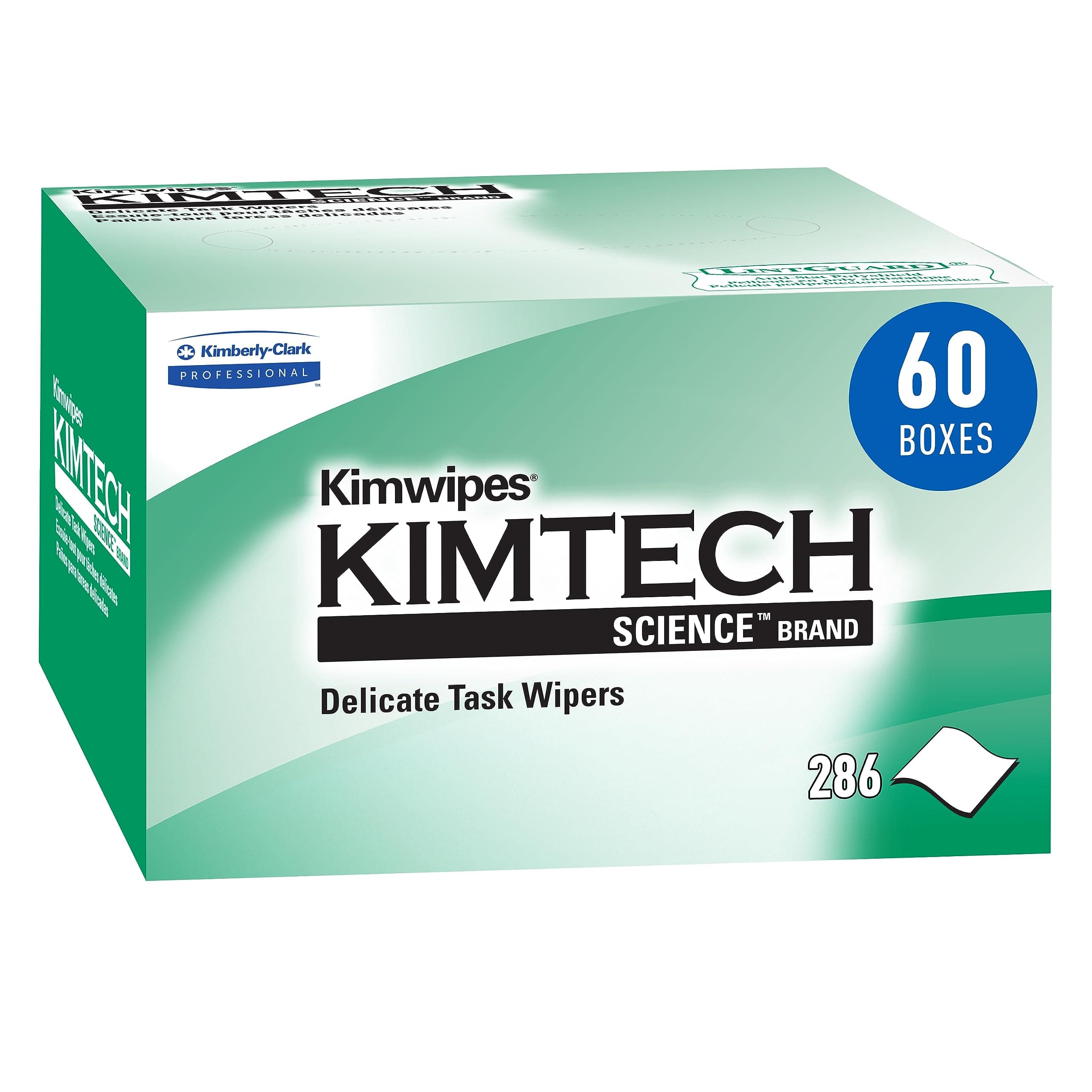 Kimberly-Clark PROFESSIONAL Kimwipes Delicate Task Kimtech Science Wipers (34155), White, 1-PLY, 60 Pop-Up Boxes / Case, 280 Sheets / Box, 16,800 Sheets / Case