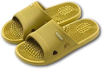 Massage Slippers Acupressure Foot Open Toe Reflexology Sandals Relief Neuropathy Arthritis Plantar Foot Pain Plantar Fasciitis Slippers Women Men Indoor Non-Slip (7.5-8 Women, Green)