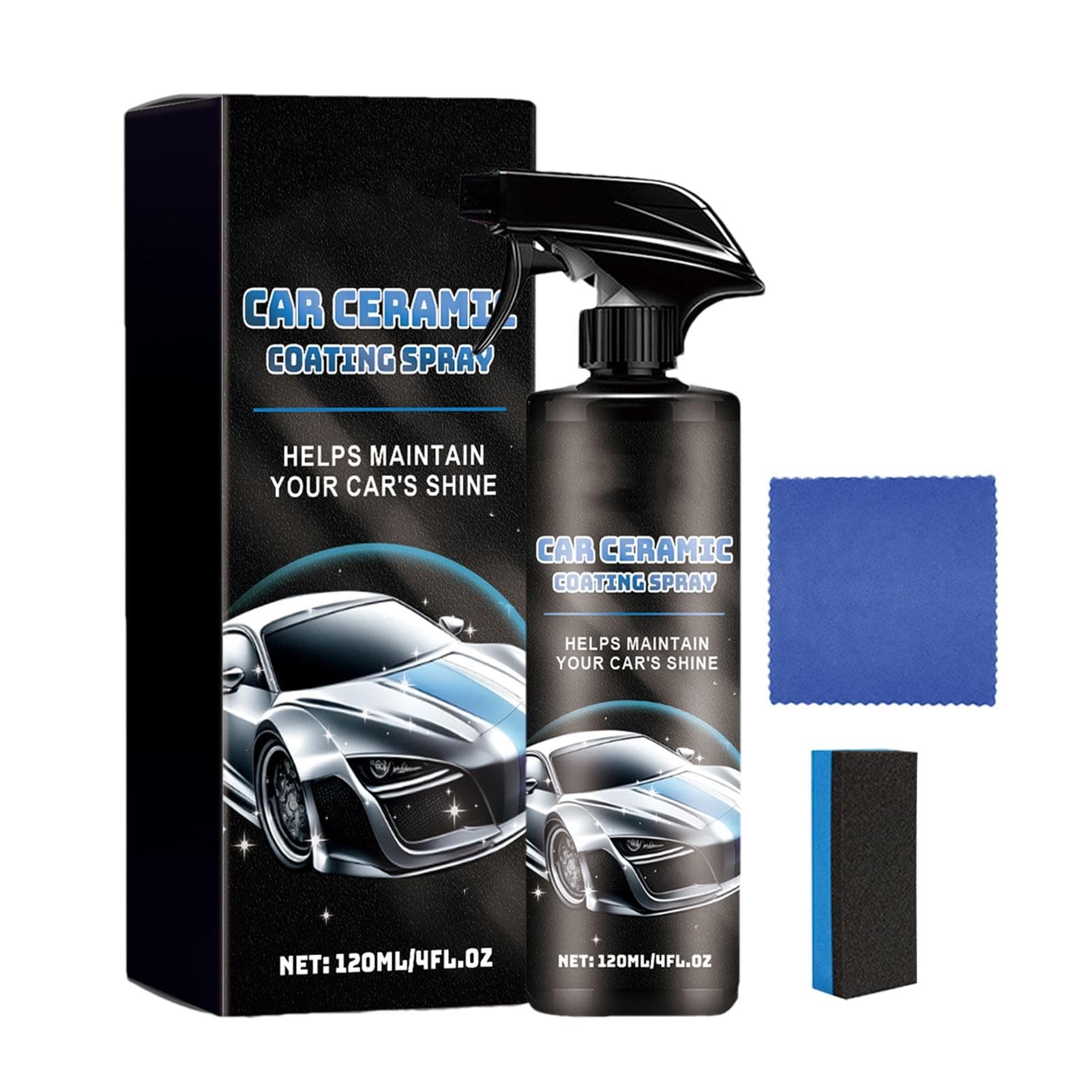 Ceramic Coating Sprays, 120ML Car Ceramic Coating, Ultra Hydrophobic Ceramic Nano Coat, Polishes Waxes High Gloss Car Cleaner, Sprayable Graphene Oxide Ceramic Coat for Cars, Boat, RV, Motorcycle